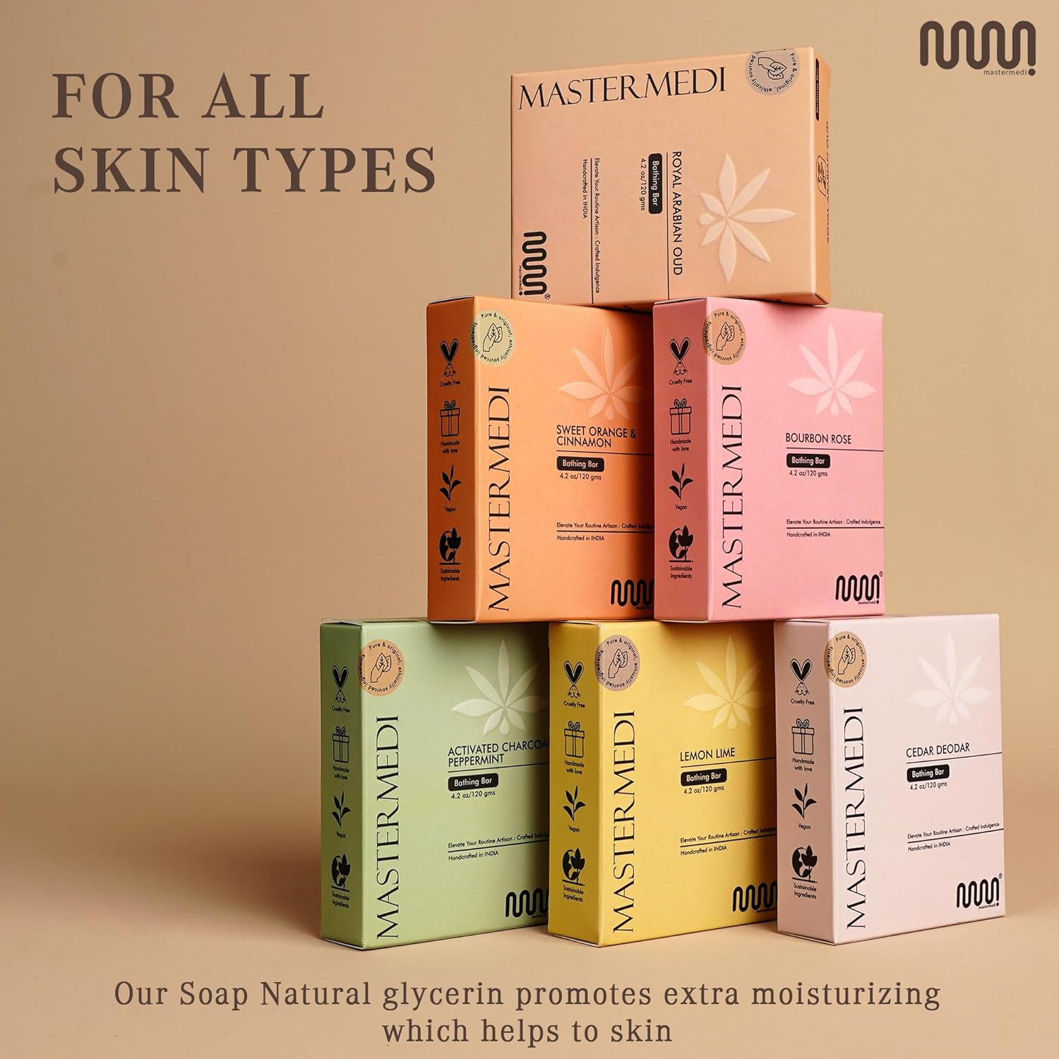 mastermedi Jabón orgánico totalmente natural, hecho a mano, perfumado con aceites esenciales de primera calidad y sabores naturales (Combo-1)