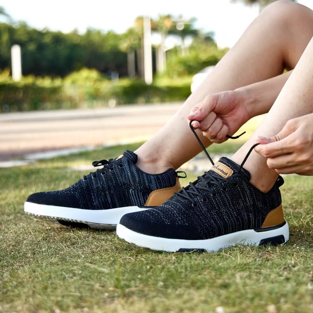 OrthoComfoot Zapatos deportivos ortopédicos ultraligeros para mujer, con soporte de arco con cordones para alivio de la fascitis plantar, tenis