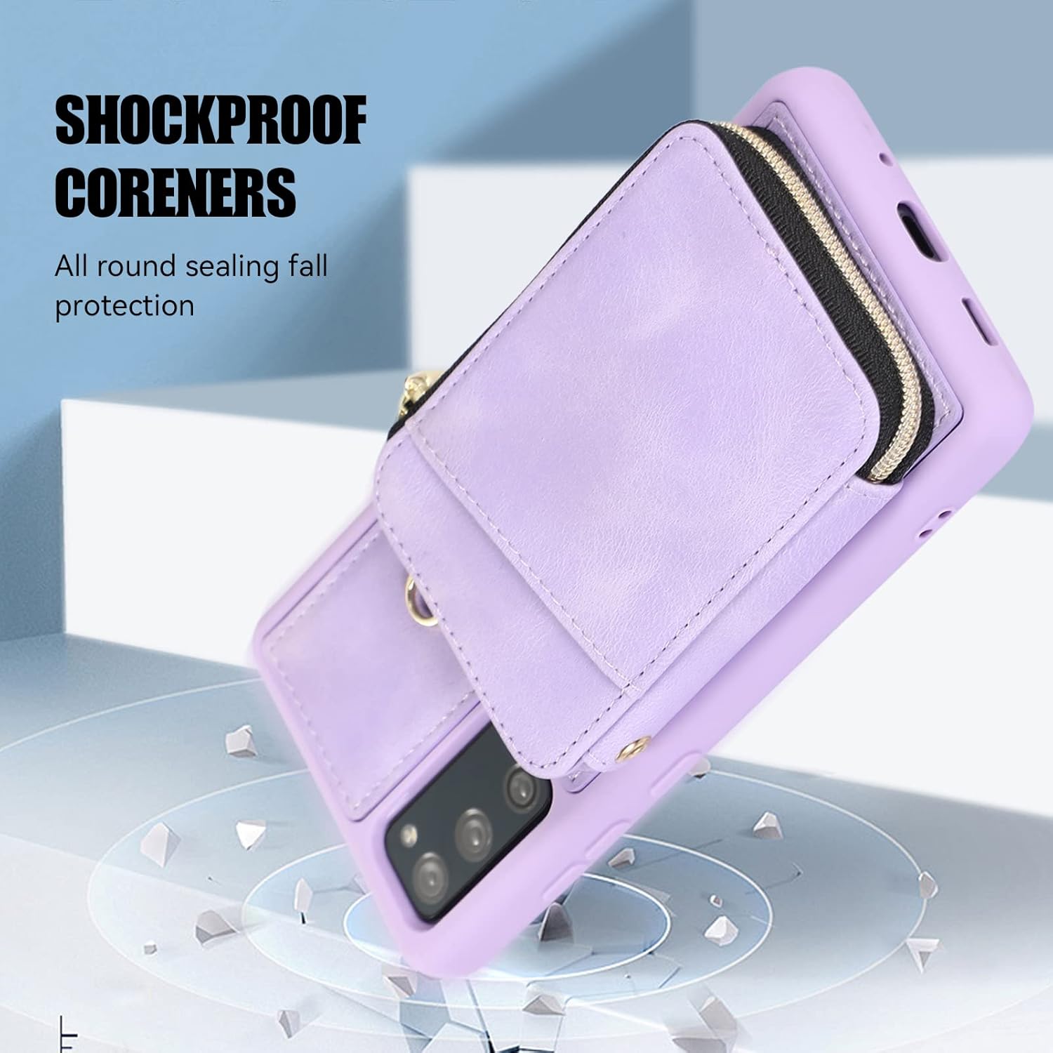 Asuwish Funda de teléfono para Samsung Galaxy S20 FE 5G de 6.5 pulgadas con protector de pantalla y tarjetero con cremallera y soporte de cuero para