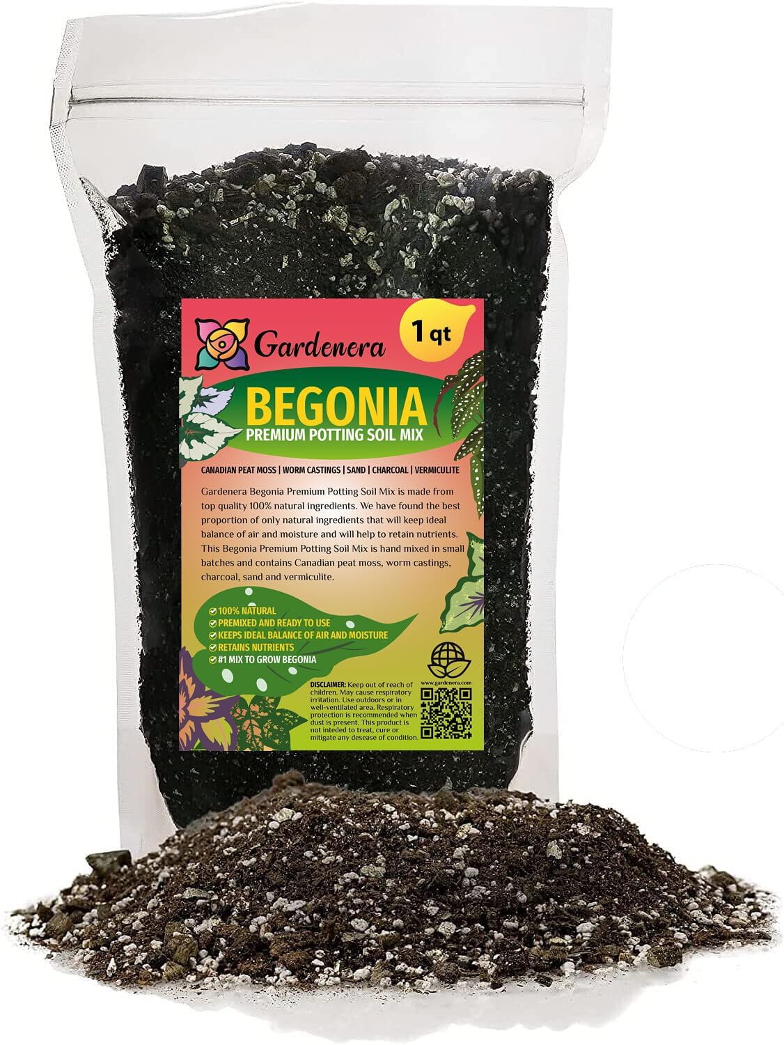 Eleva tu begonia con la mezcla orgánica de tierra de Gardenera – Cultiva flores más saludables y vibrantes – 1 cuarto de galón