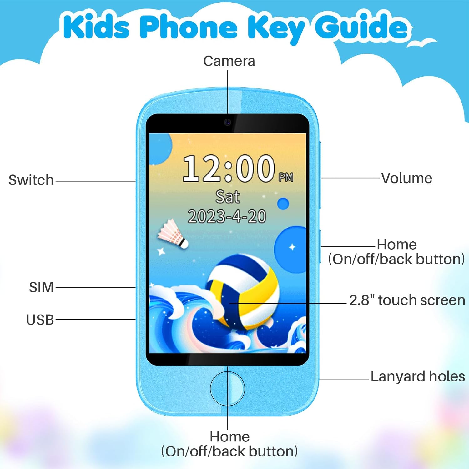 Teléfono inteligente para juguetes de niños, teléfono de juguete con pantalla táctil para niñas y niños, teléfono para niños con juegos, juguetes de