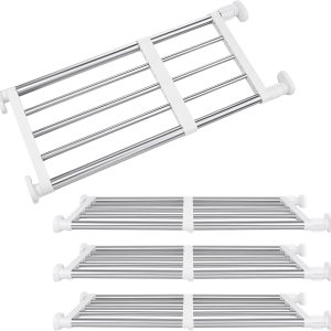 4 piezas de barra de tensión de armario organizador de estante de metal expandible estantes ajustables para armario, estante de armario, separadores 4 piezas de barra de tensión de armario organizador de estante de metal expandible estantes ajustables para armario, estante de armario, separadores