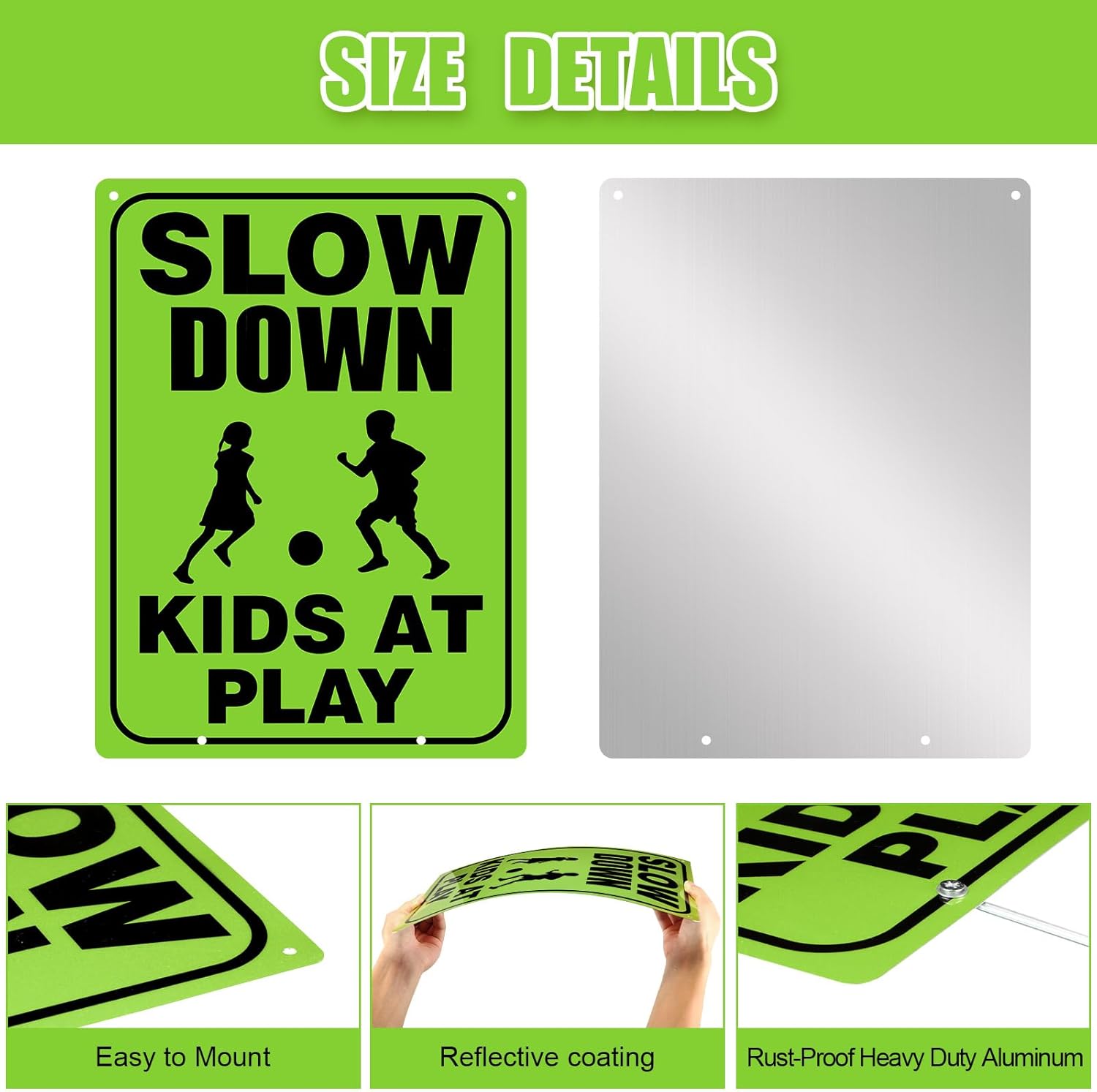 Zonon 4 letreros de seguridad para niños en juego con alambre de metal con estacas en H de precaución para niños en el juego, letreros reflectantes