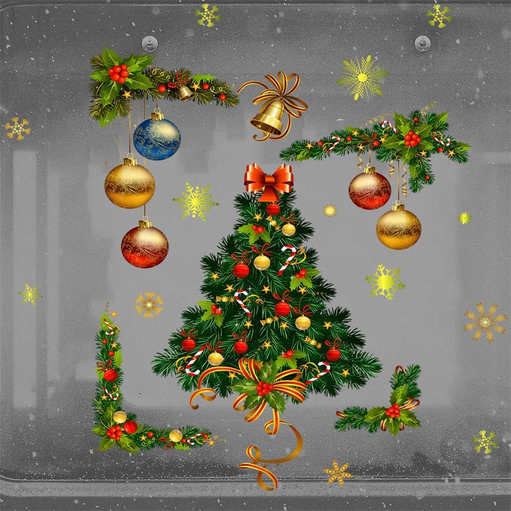 IAMAGOODLADY Decoraciones de Navidad, Feliz Navidad Ventana Pared Adhesivos Copo de Nieve Santa Claus Decoración del Hogar Regalo de Papá Noel