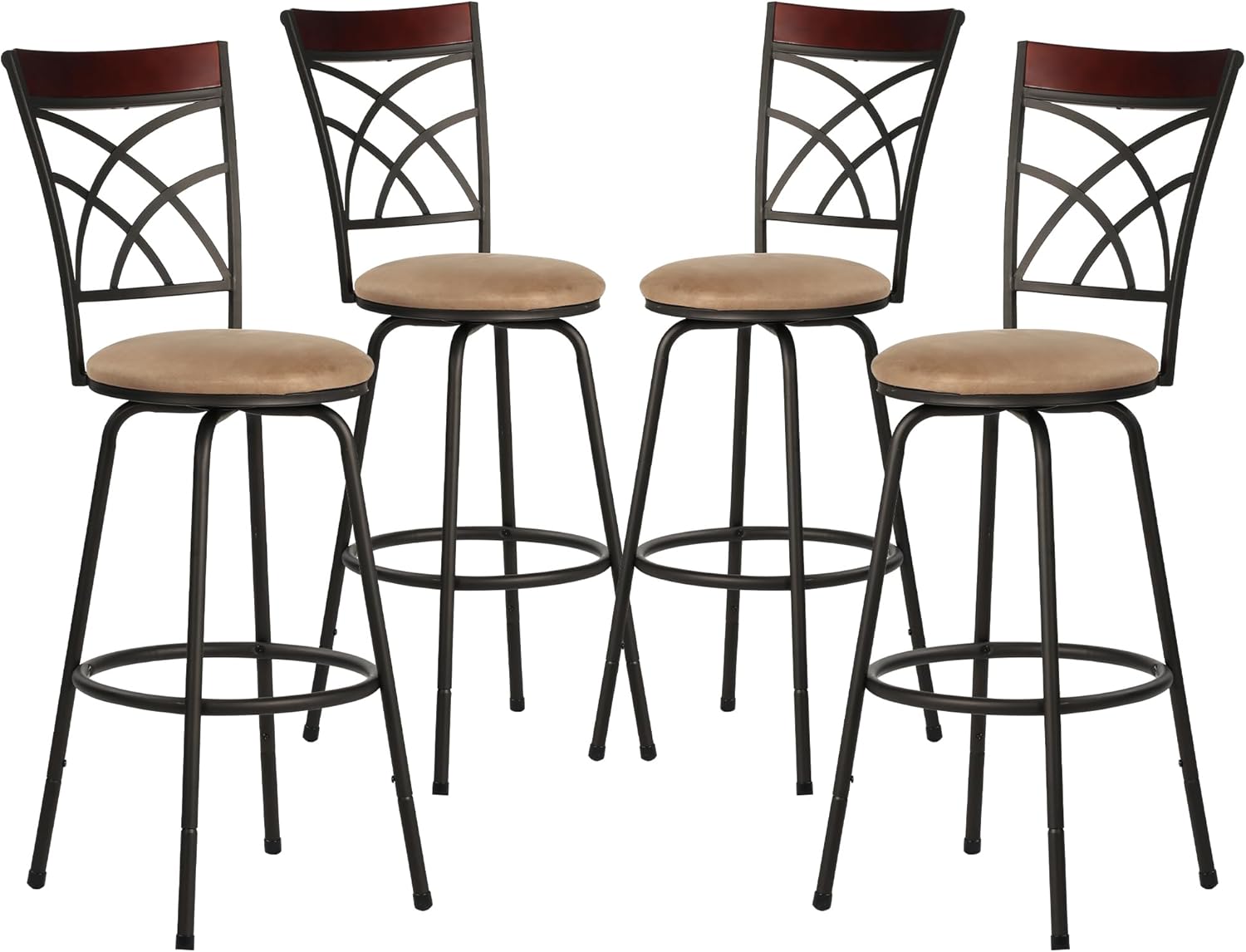 VECELO Taburetes de bar, taburetes de mostrador ajustables, sillas de pub de acero bistró, taburetes de bar con asiento de cojín giratorio de 360