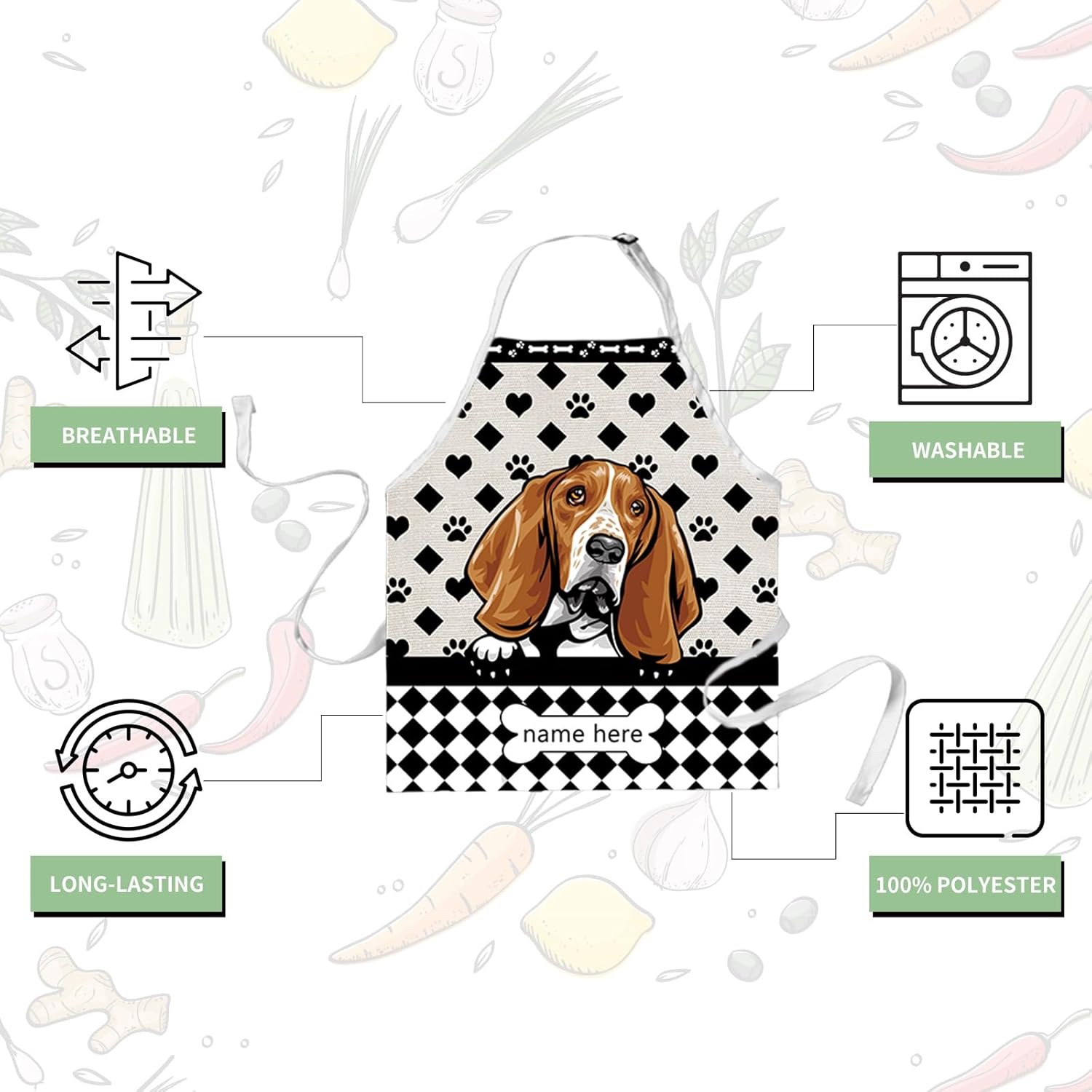 MALIHONG Delantal de lunares de perro personalizado lindo perro salchicha