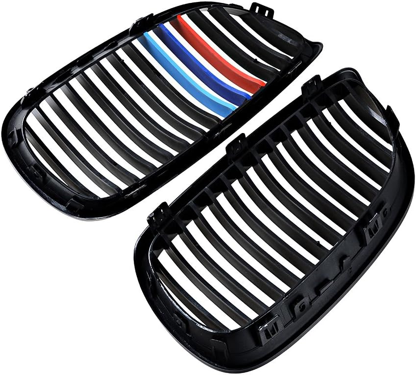 Compatible con la serie 08-13 3 M3 E92 E93 07-10 Coupé E93 06-10 E92 2D 2 piezas negro brillante M Color frontal central rejilla de riñón