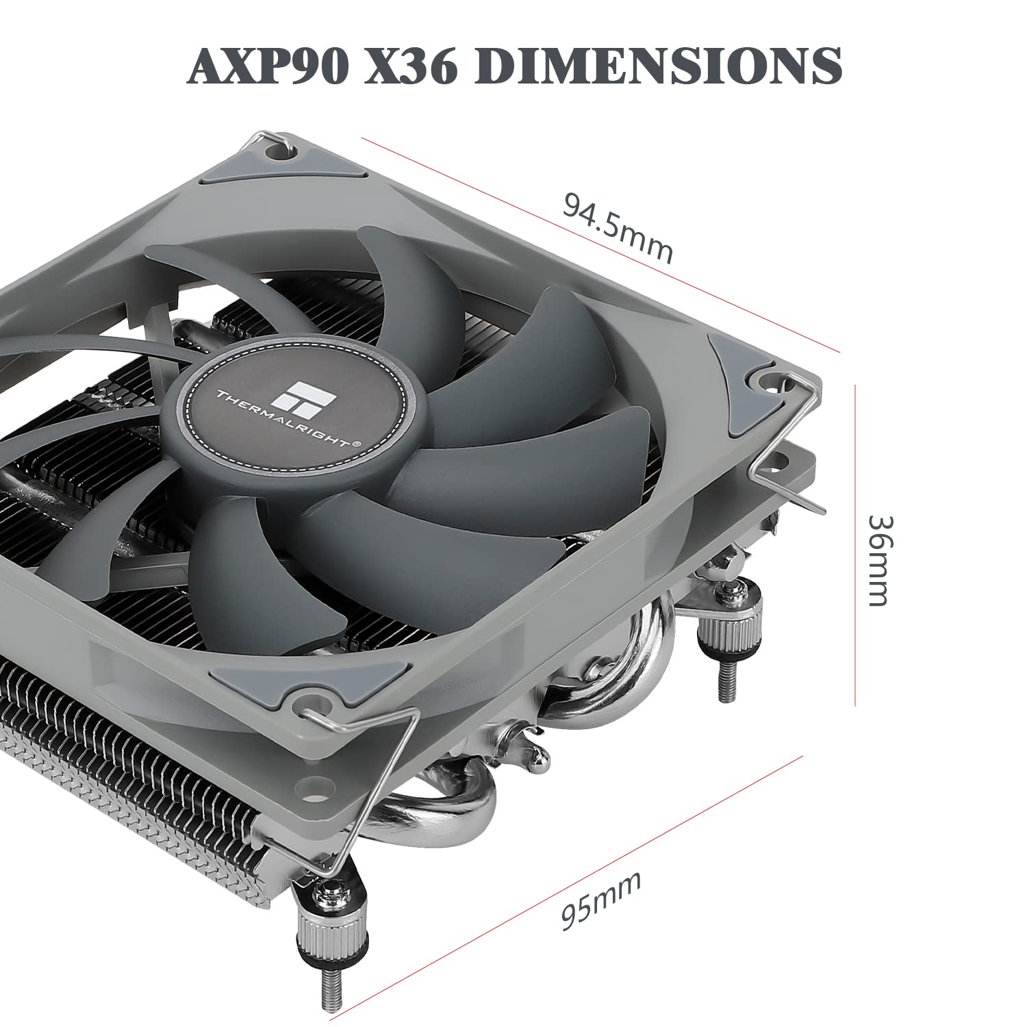 Thermalright AXP90-X36 Enfriador de aire de CPU de bajo perfil, altura de 1.417 in, ventilador PWM delgado TL-9015, tecnología AGHP, para AMD