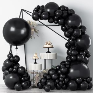 Kit de guirnalda de globos negros, 126 piezas de diferentes tamaños de 36, 18, 12, 10 y 5 pulgadas, kit de arco de globos de látex negro mate para Kit de guirnalda de globos negros, 126 piezas de diferentes tamaños de 36, 18, 12, 10 y 5 pulgadas, kit de arco de globos de látex negro mate para