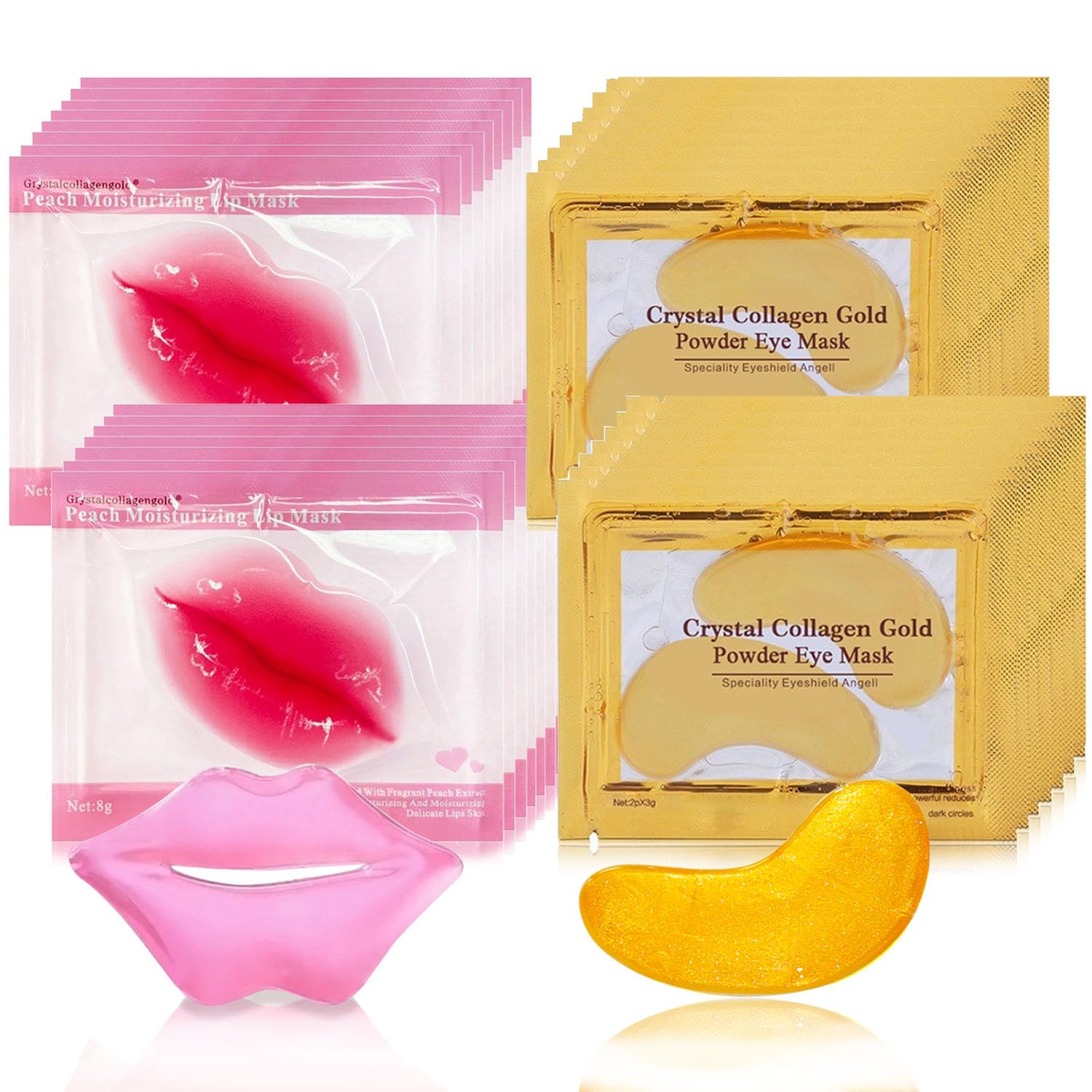 ZARICS 30 máscaras de ojos y máscaras de gel para labios, para reducir las arrugas para ojos hinchados y ojeras, labios hidratantes y