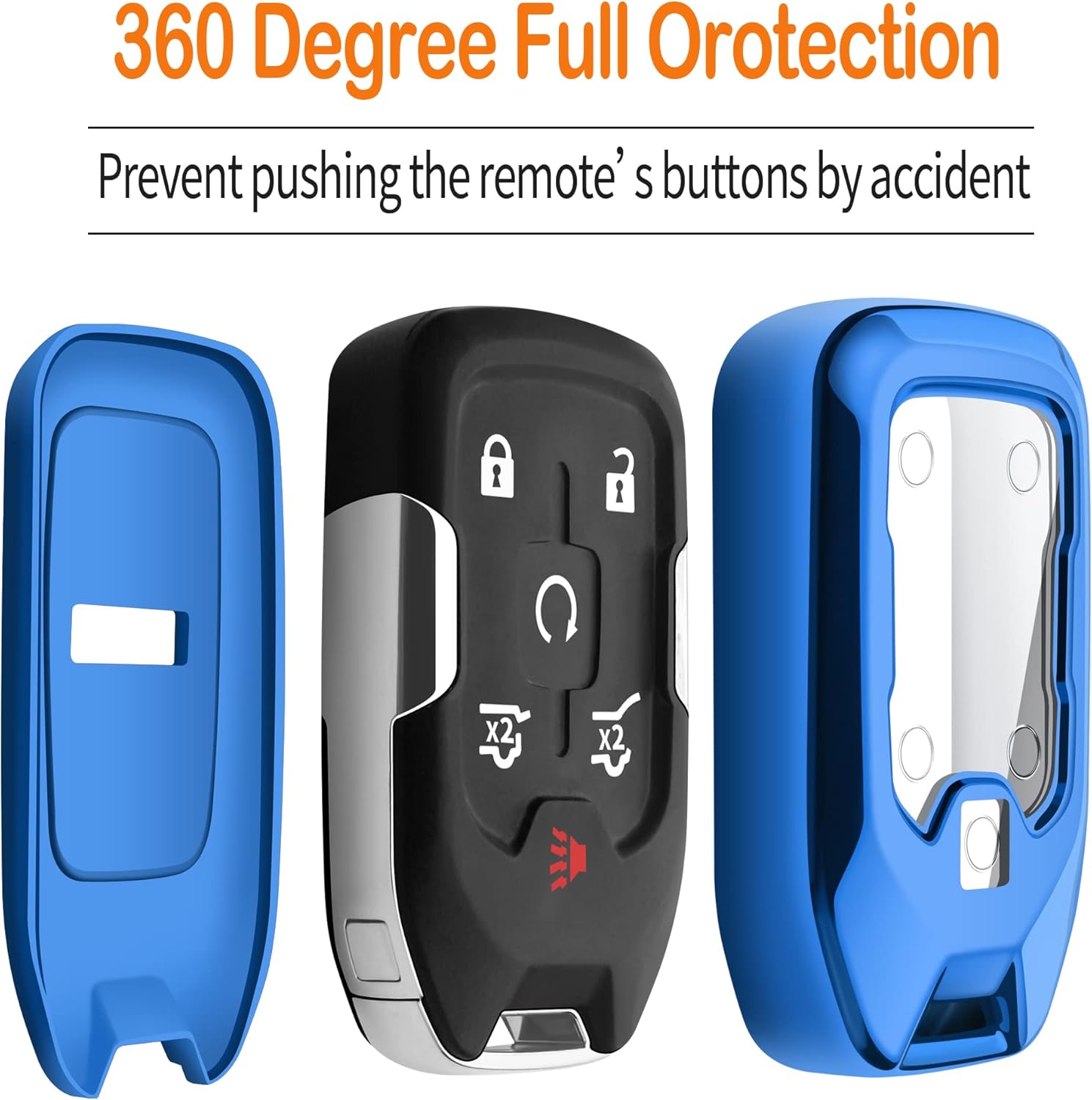Sindeda Funda para llavero Chevrolet con llavero de TPU de protección completa, funda para llave compatible con Chevrolet Chevy Silverado Suburban