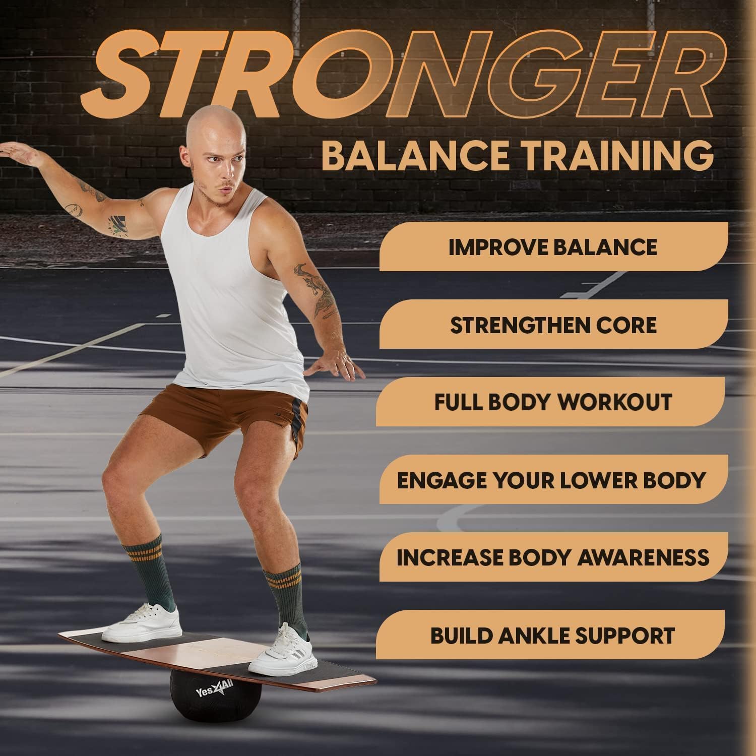 Yes4All Surf Balance Board Trainer- Balance on a Ball – 360 Degree Range of Motion for Advanced Balance Training, Core Strength, Fitness and All
