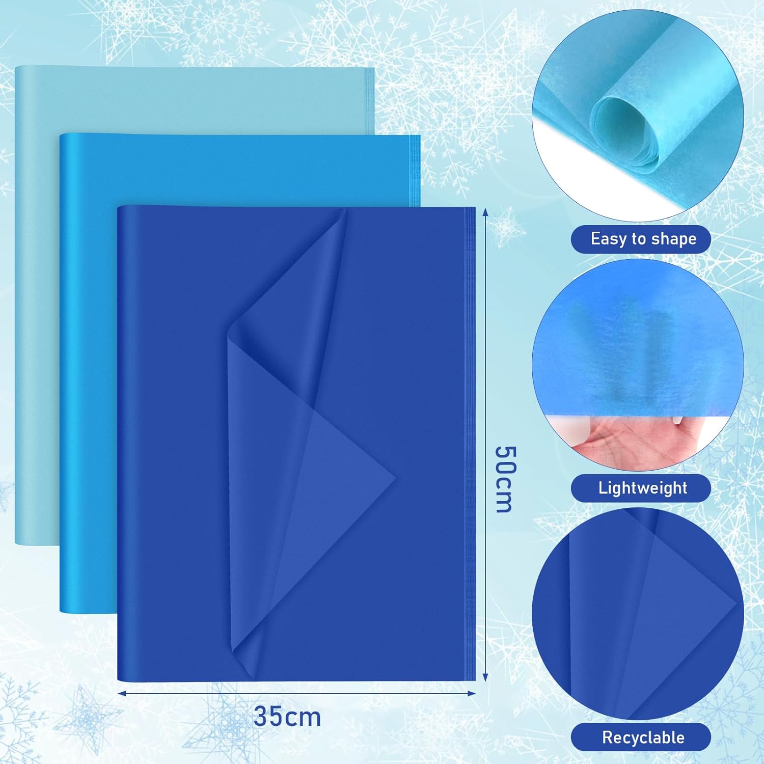 PLULON 60 hojas de papel de seda azul a granel, papel de seda para envolver regalos para embalaje, cumpleaños, baby shower, despedida de soltera,