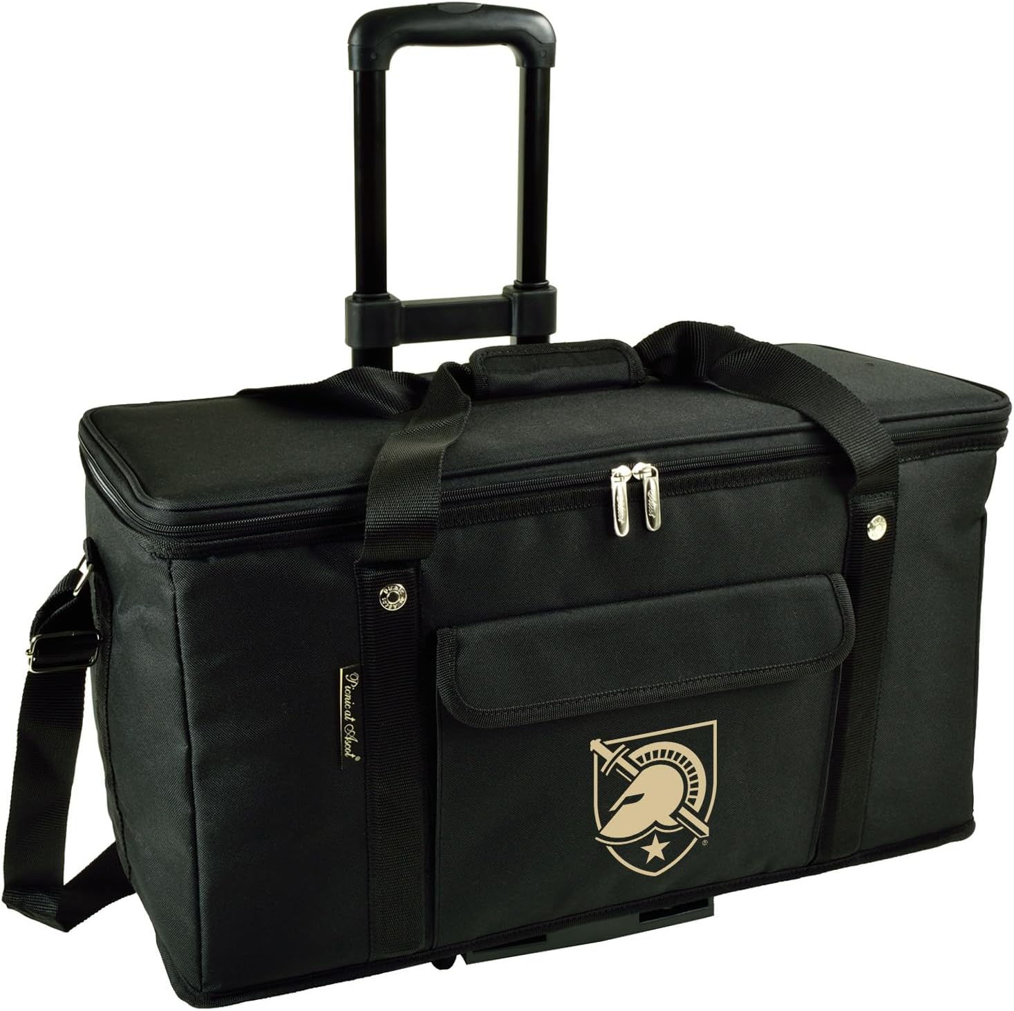 Black Knights – Enfriador de picnic de viaje con ruedas con licencia del ejército, capacidad para 64 latas, enfriador plegable a prueba de fugas,