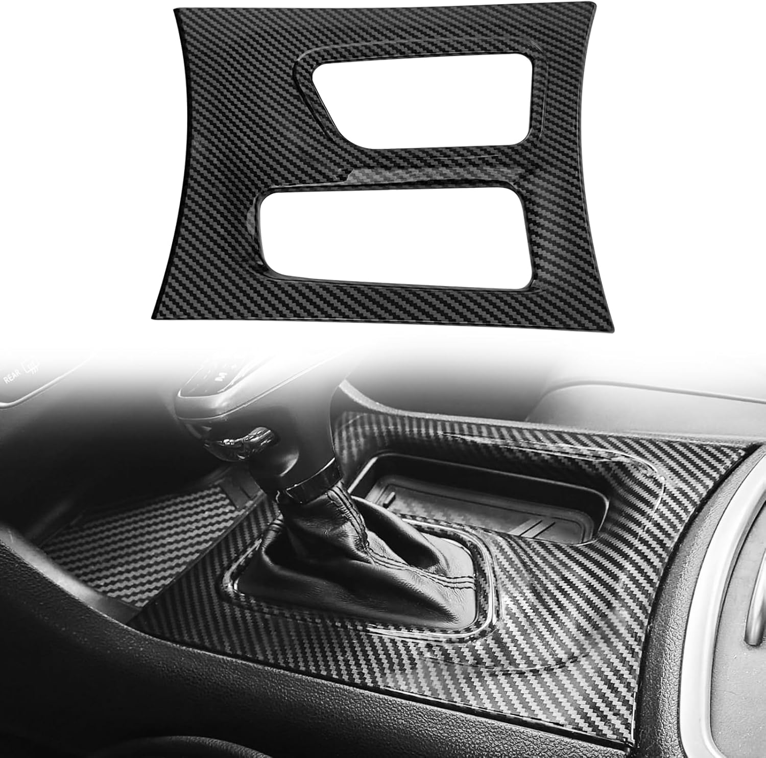 Cubierta de palanca de cambios de control central, accesorios interiores, fibra de carbono para Dodge Charger 2015-2023 2024