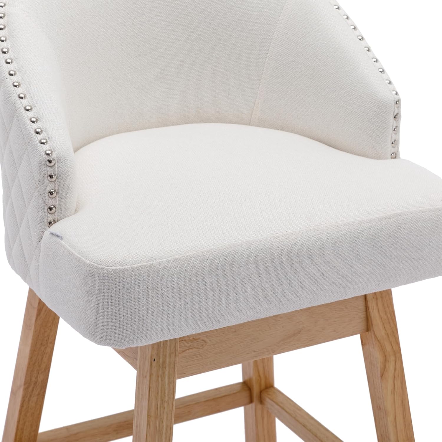INCLAKE Juego de 2 taburetes de bar, sillas de comedor giratorias de 360 grados con decoración de cabeza de clavo y reposapiés, sillas modernas de
