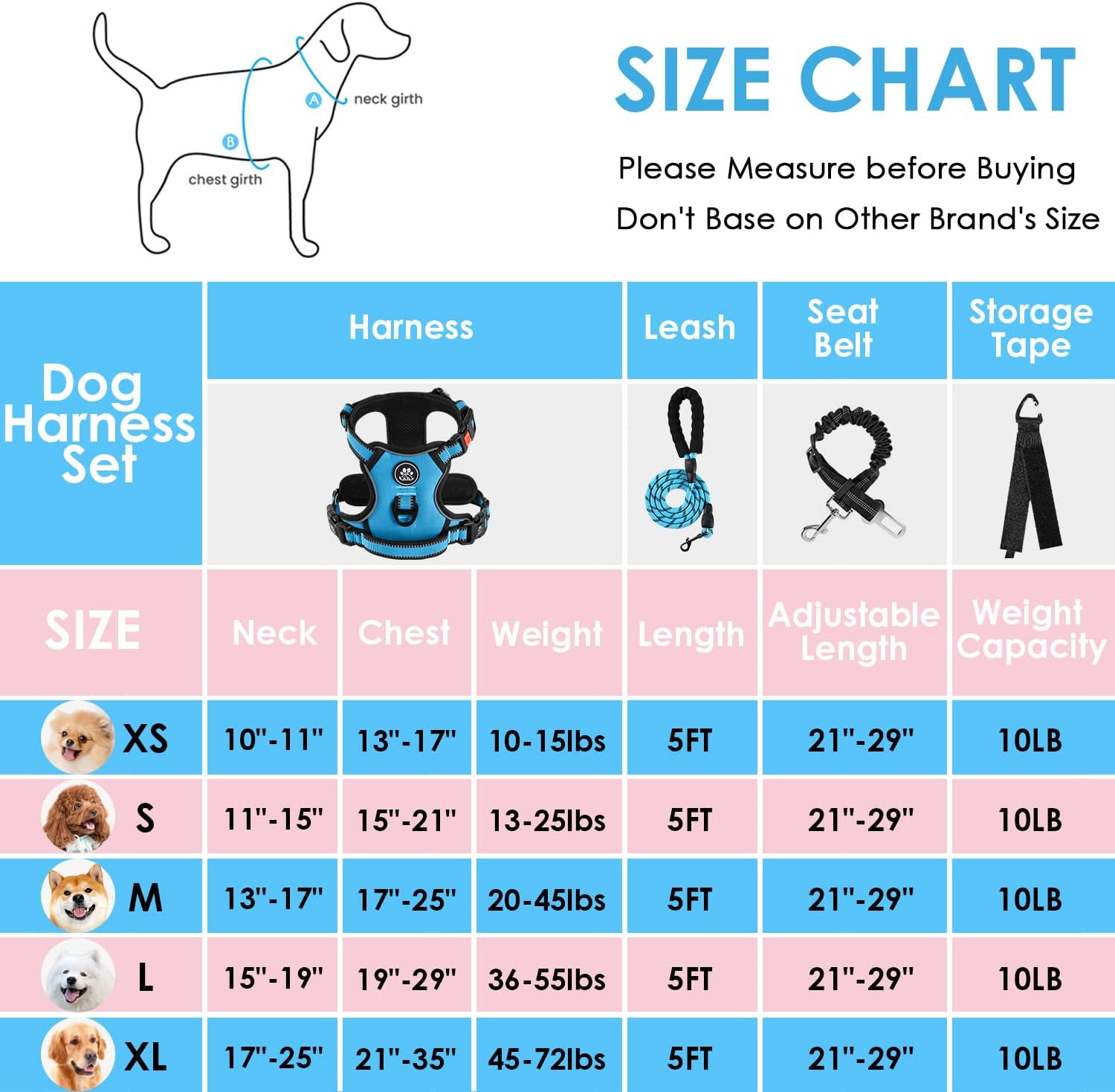 NESTROAD – Arnés ajustable Oxford de chaleco con correa para perro, arnés reflectante sin tironesestrangulamiento, mango suave de fácil control para