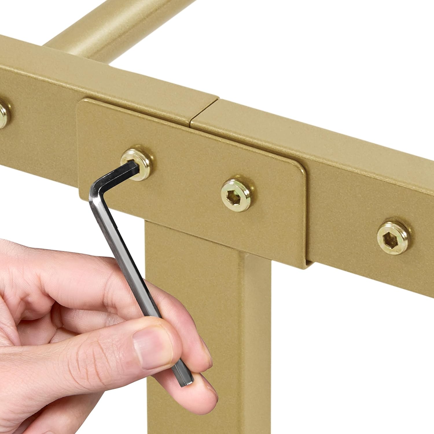 Yaheetech Base de cama tamaño individual con plataforma de metal, base de colchón con cabecero y estribo, no necesita somier, almacenamiento debajo