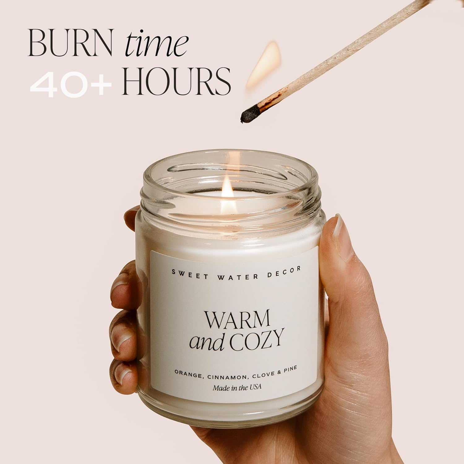 Sweet Water Decor Christmas Tree Candle  Pine Needles, Cedarwood, Cypress, and Evergreen Soy Holiday Scented Candles for Home  9oz Clear Jar Candle,