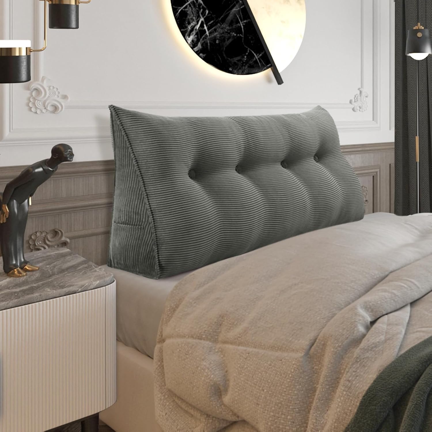 Rucener Almohada de cabecera de cuña, posicionador de cuerpo, almohada de lectura triangular, almohada para sentarse en la cama con funda extraíble,