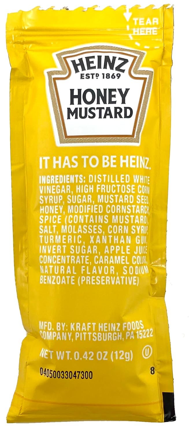 Heinz – Paquete variado de paquetes de condimentos que incluye salsa barbacoa, rancho, salsa de tomate y mostaza de miel, paquetes individuales de