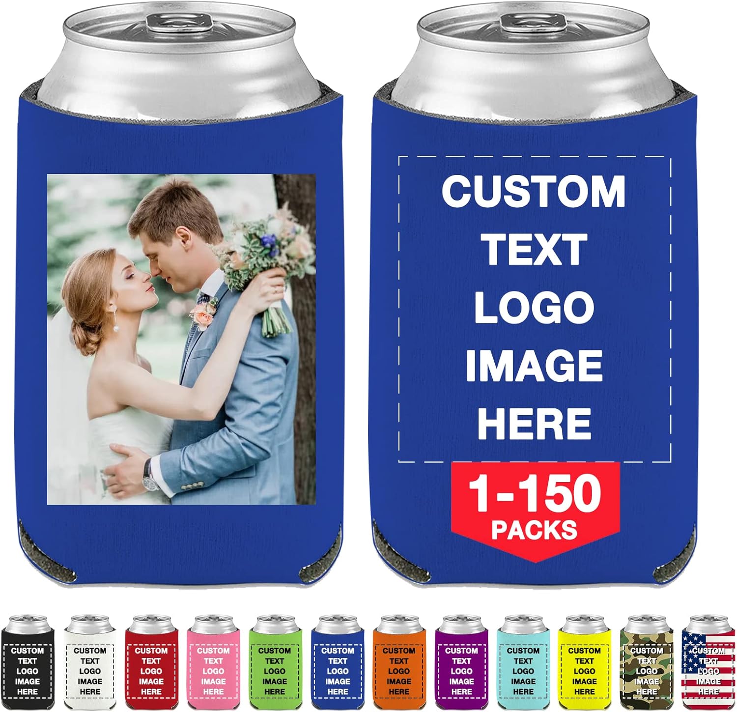 Fundas enfriadoras de latas de cerveza personalizadas con aislamiento a granel con logotipo y texto de imagen para boda, fiesta de cumpleaños