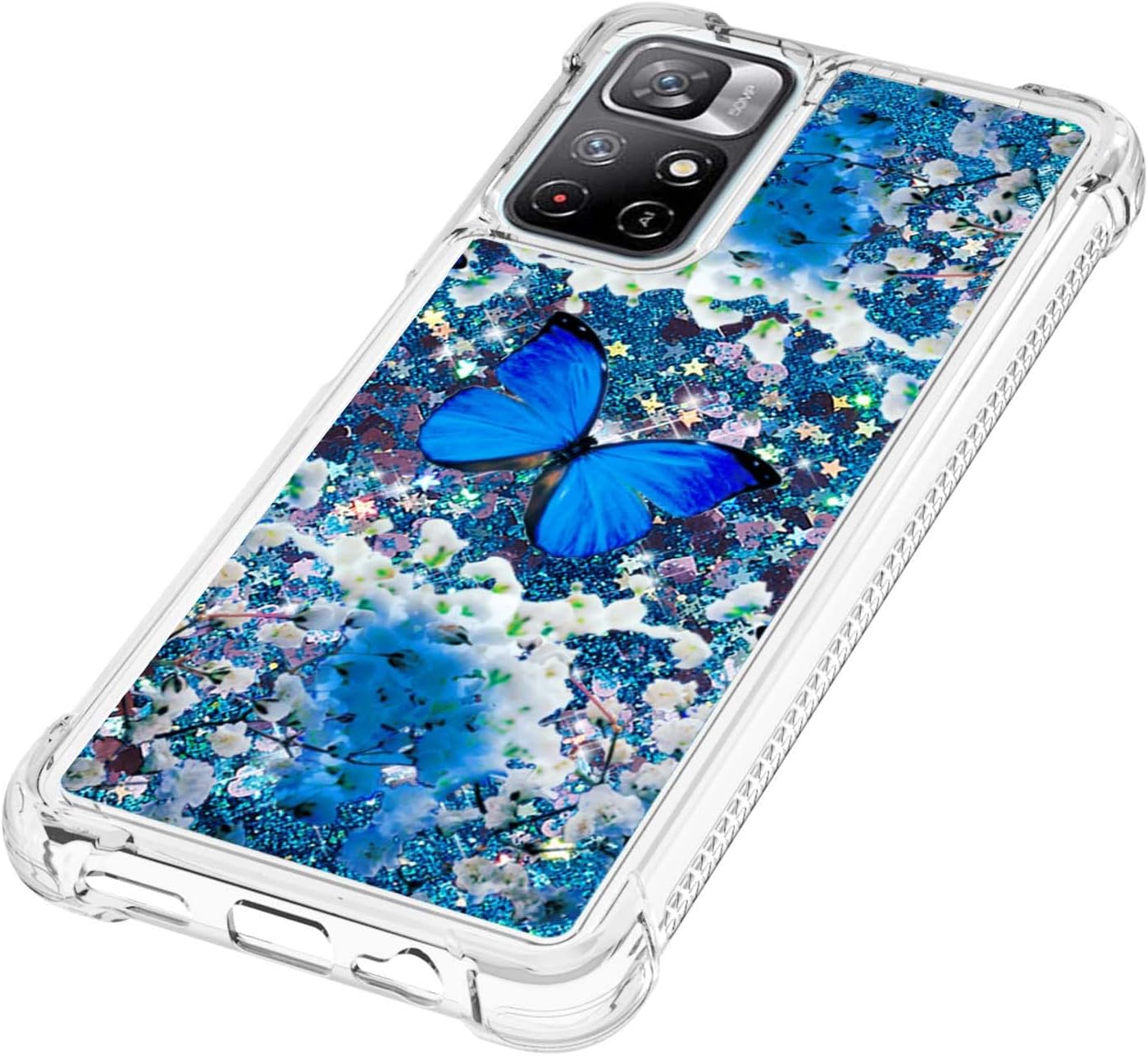 Compatible con Xiaomi Redmi Note 11 5G Funda brillante transparente suave TPU dibujos animados lindo arenas movedizas con líquido brillante que