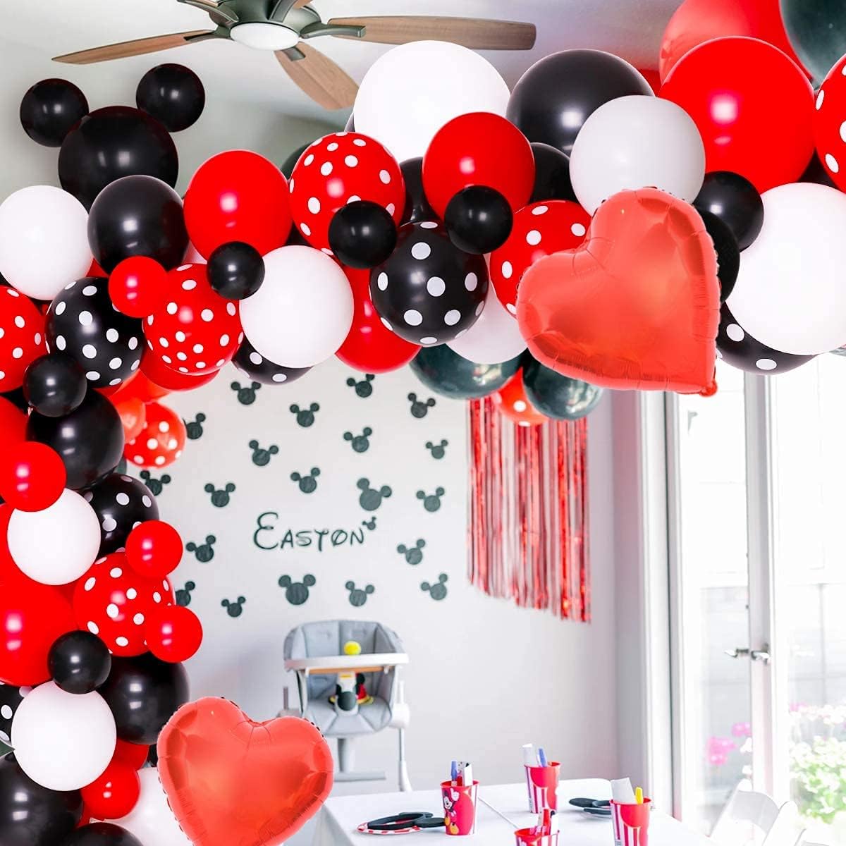 60 globos de lunares rojos y negros de mariquita, globos de punto ondulado, cumpleaños, boda, fiesta, suministros de decoración para niños (rojo