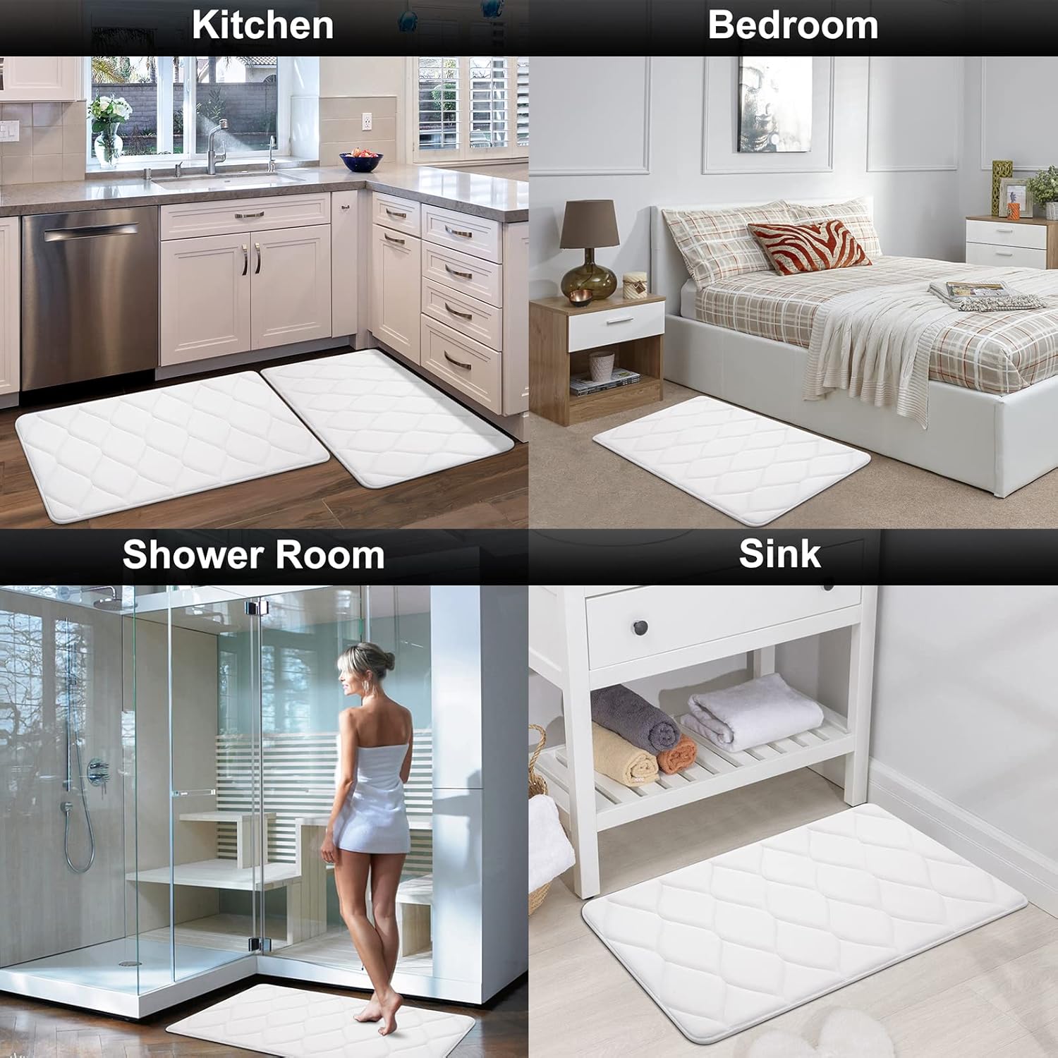 Colorxy – Alfombra de baño de espuma viscoelástica, ultrasuave y antideslizante, absorbe el agua, lavable a máquina, tapete para suelos de cocina y