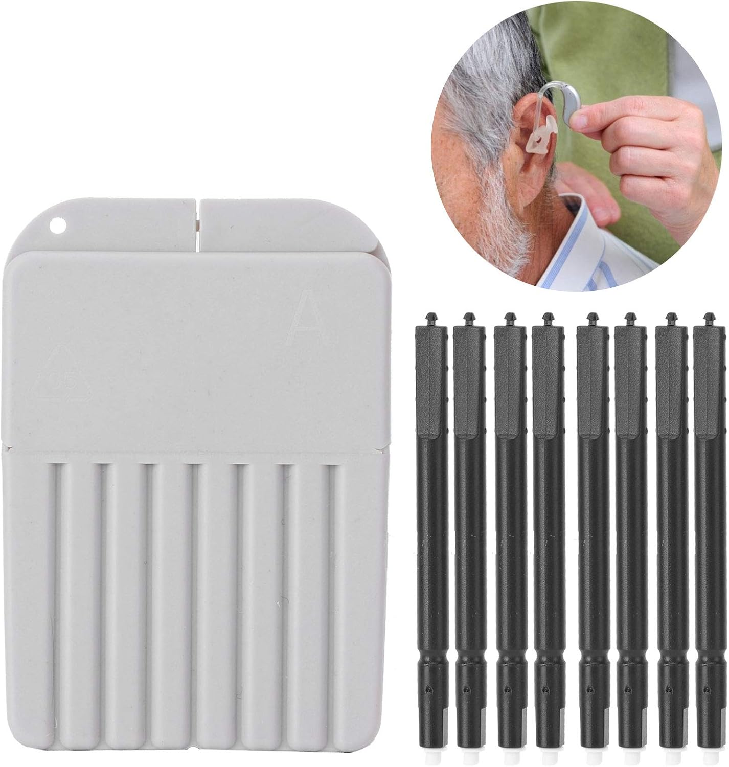 Caja de 8 piezas de protección auditiva, filtros protectores de cera de oído de 0.047 pulgadas, accesorio de asistencia auditiva de plástico para