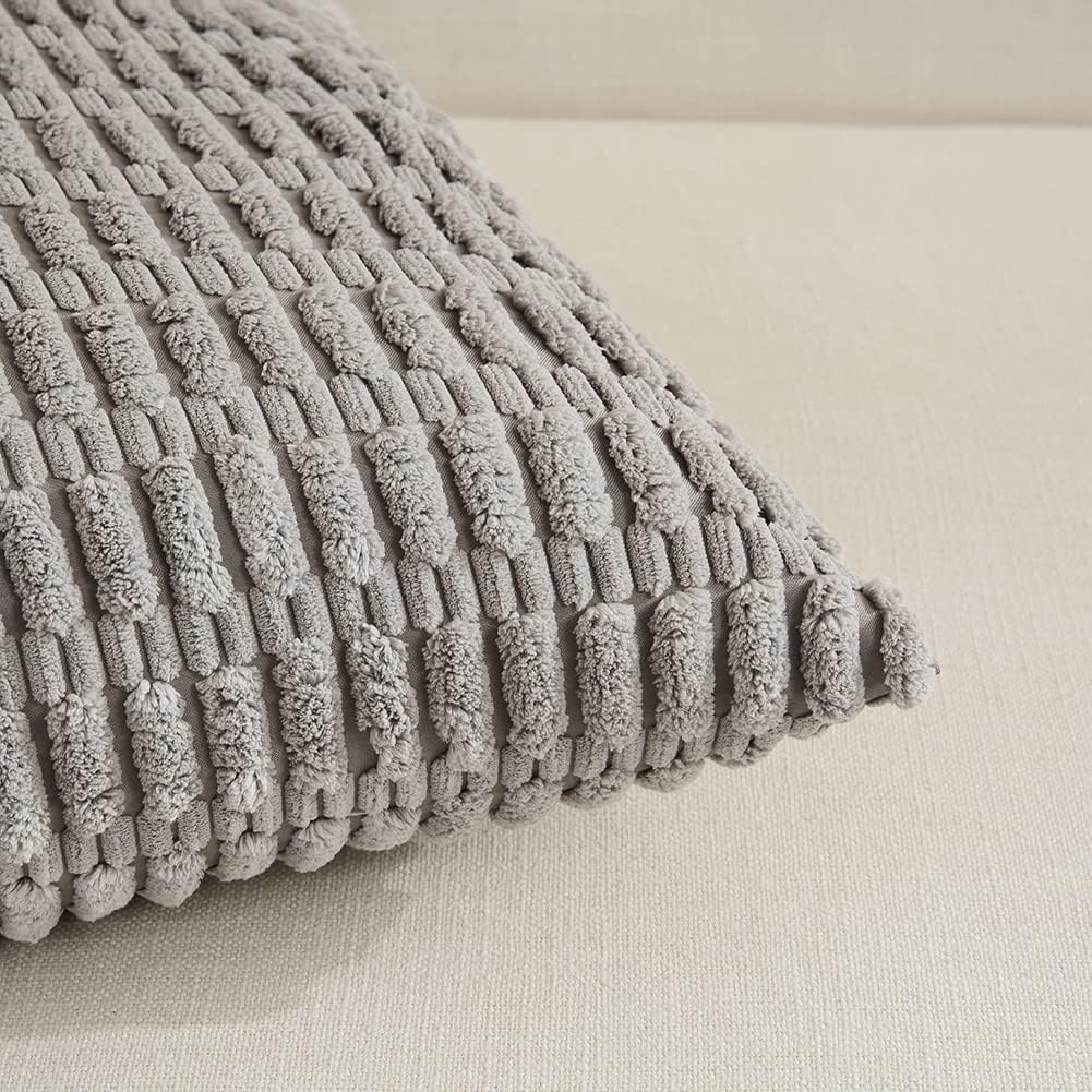 Fancy Homi Paquete de 4 fundas de almohada decorativas grises de 16 x 16 pulgadas para sala de estar, sofá cama, rústico, moderno, estilo bohemio,
