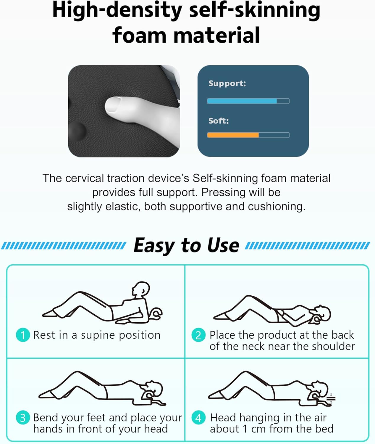 Relajante de cuello y hombros, dispositivo de tracción cervical para aliviar la fatiga y el dolor de cuello y hombros, almohada quiropráctica para