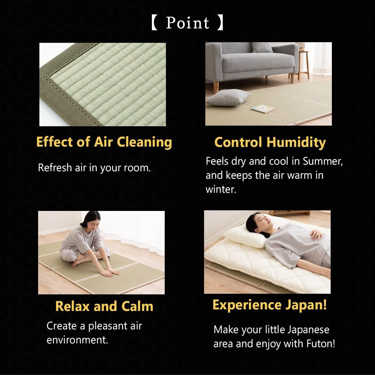 EMOOR Tapete de tatami japonés (colchón Igusa) (individual (39 x 79 pulgadas), beige)