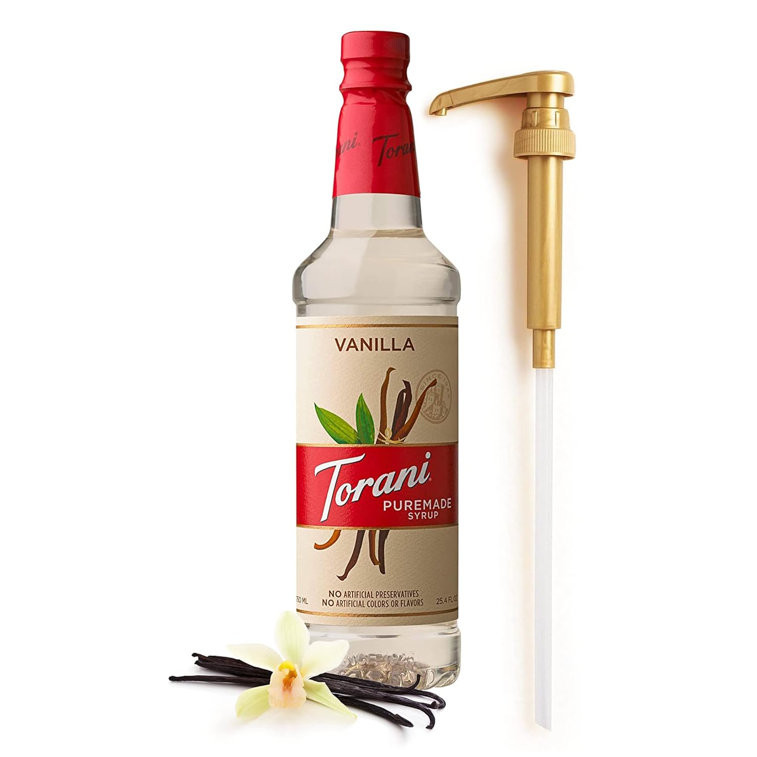Puremade – Jarabe de vainilla de 25.4 onzas, jarabe de vainilla Puremade con sabor a café con bomba de jarabe de café Fresh Finest