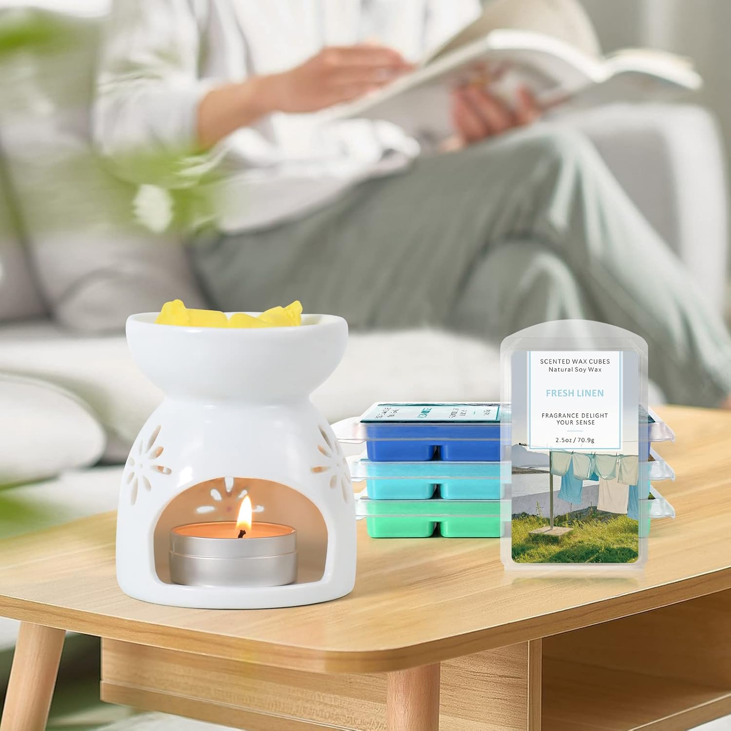 LA BELLEFÉE Cubos de cera para derretir 4 paquetes, decoración de cera perfumada, cera de soja hecha a mano para calentar 4 aromas de vientos en