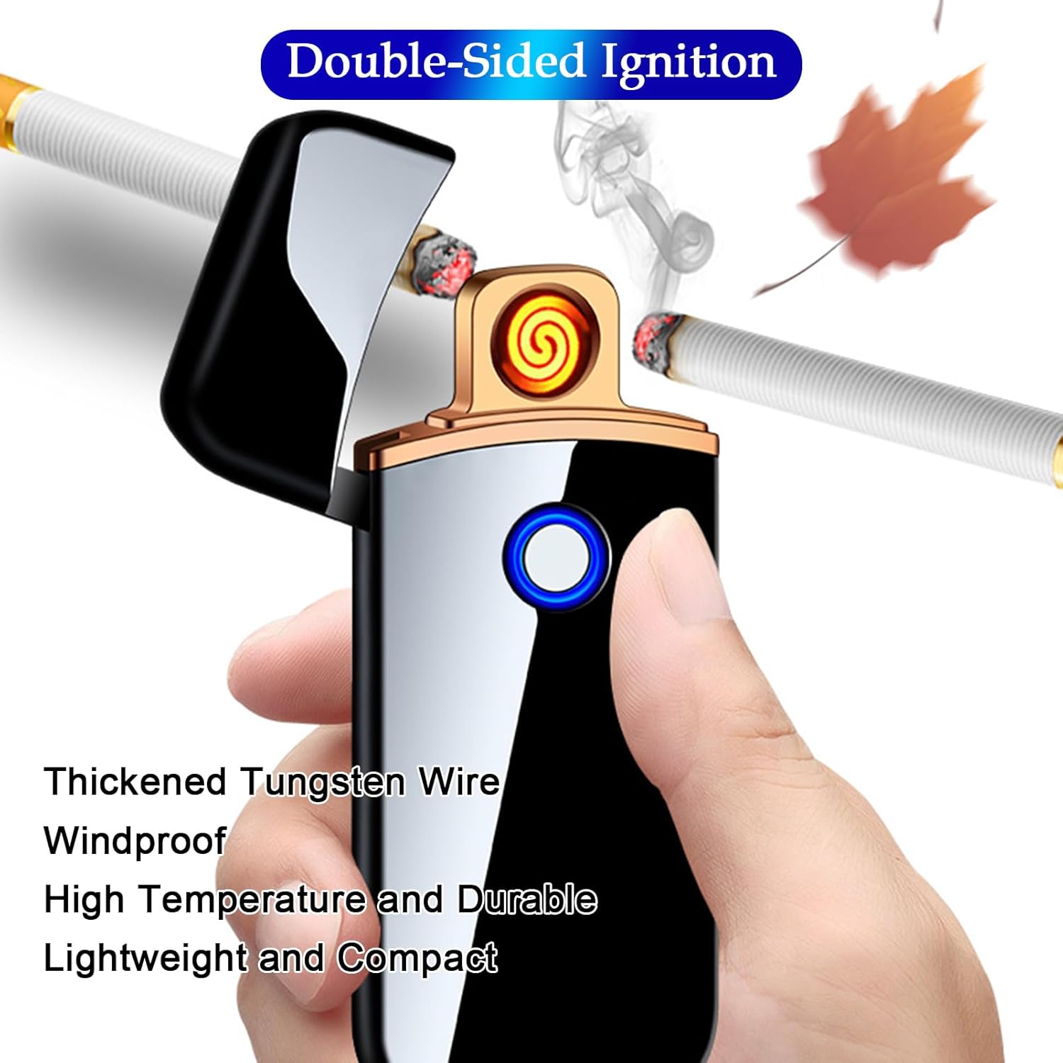Encendedor electrónico, encendedor eléctrico, encendedor inteligente recargable por USB, encendedores geniales, encendido de doble cara, resistente