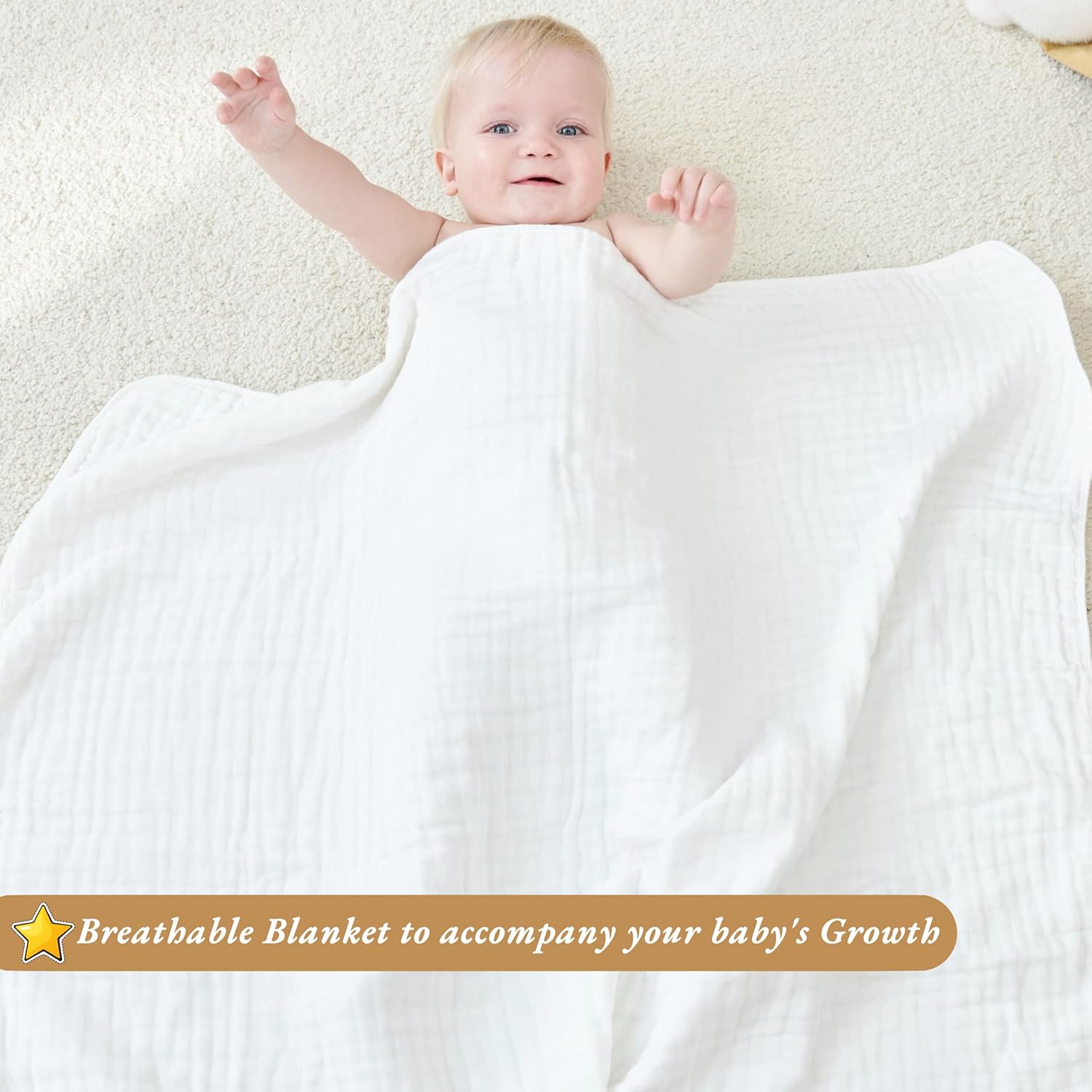HardNok Manta de muselina para bebé, 6 capas, de algodón puro, transpirable y ligera, súper suave, manta multiusos para niños y niñas en todas las