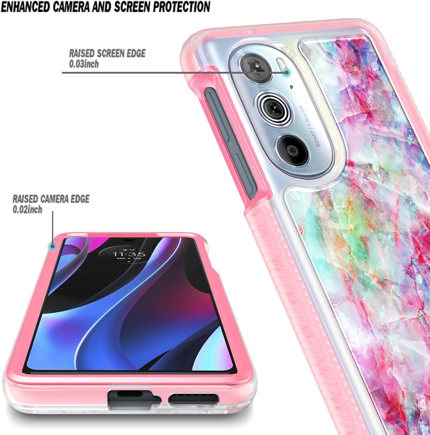 NZND Funda compatible con Motorola Edge Plus (2022) 5G de 6.7 pulgadasEdge Plus 5G UW (2022) con protector de pantalla incorporado, funda protectora