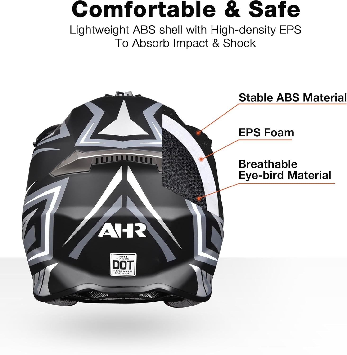 AHR DOT – Casco de motocicleta de cara completa para motocross todoterreno ATV MLXL para adulto