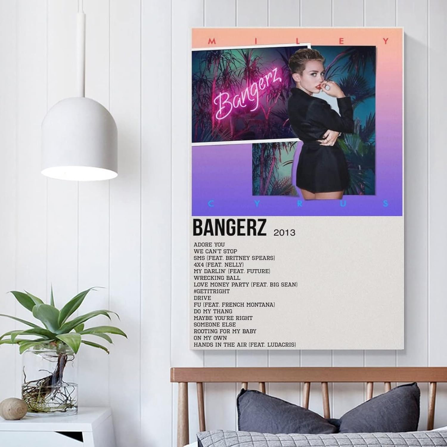 Miley Cyrus BANGERZ 2013 – Póster de lienzo decorativo para pared, sala de estar, dormitorio, decoración, regalo, sin marco, estilo 12 x 18 pulgadas