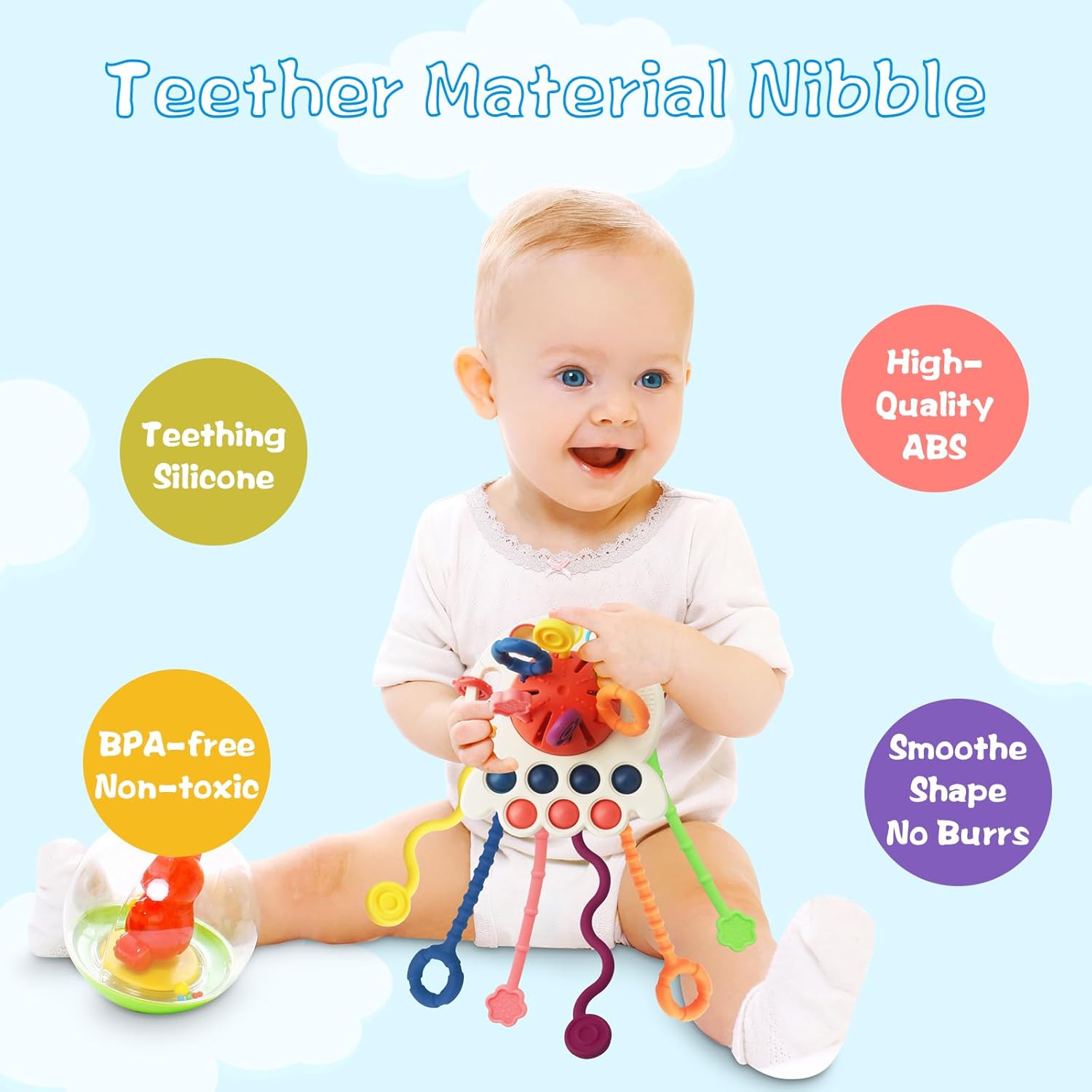 Juguetes para bebés de 6 a 12 meses, juguetes Montessori para bebés, juguetes sensoriales para bebés, juguetes de cuerda de silicona suave, juguetes