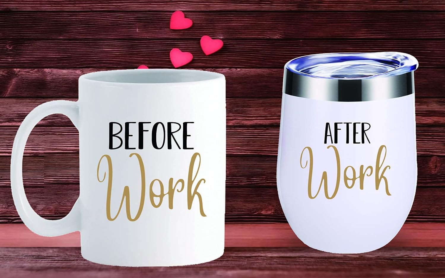 Before Work After Work – Taza de café de 11 onzas y vaso de vino de 12 onzas, regalos para compañeros de trabajo, amigos, profesores, médicos,