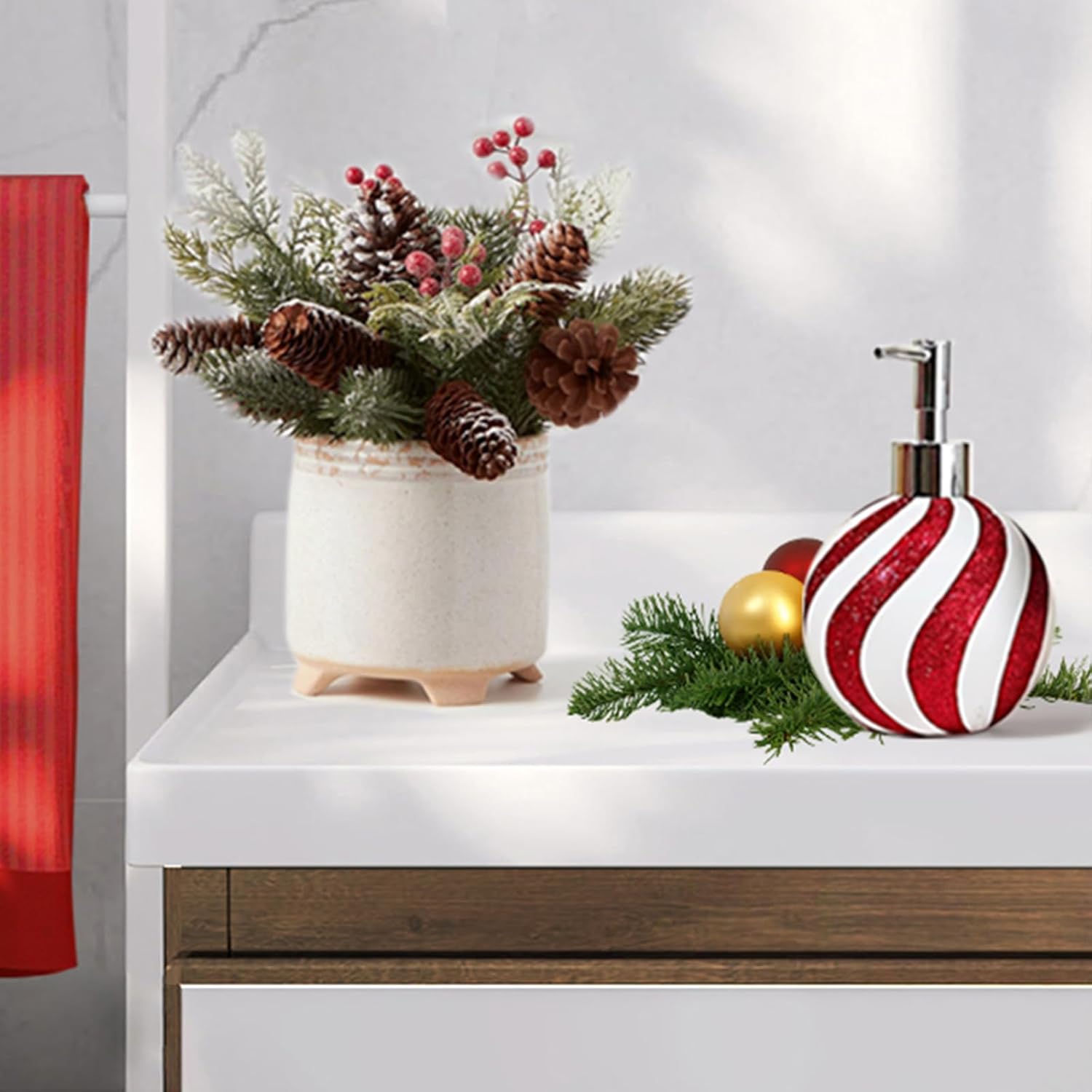 Dispensador de jabón navideño para baño, dispensador de jabón líquido de manos para cocina, 12 onzas
