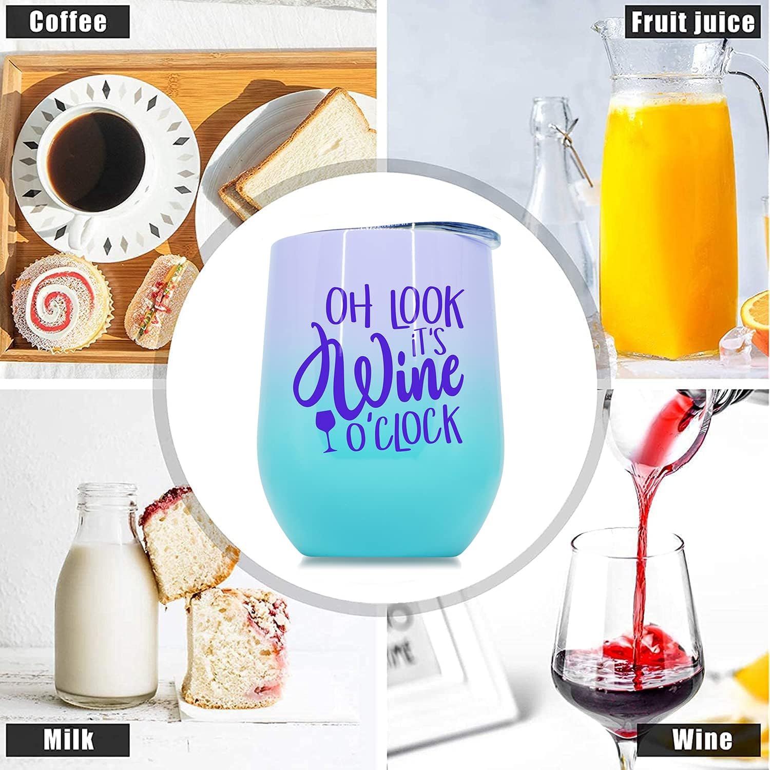 Prokitline Vaso de vino con refranes, copa de vino divertida de acero inoxidable de alta calidad para hombres, mujeres, hermana, mamá, amiga,