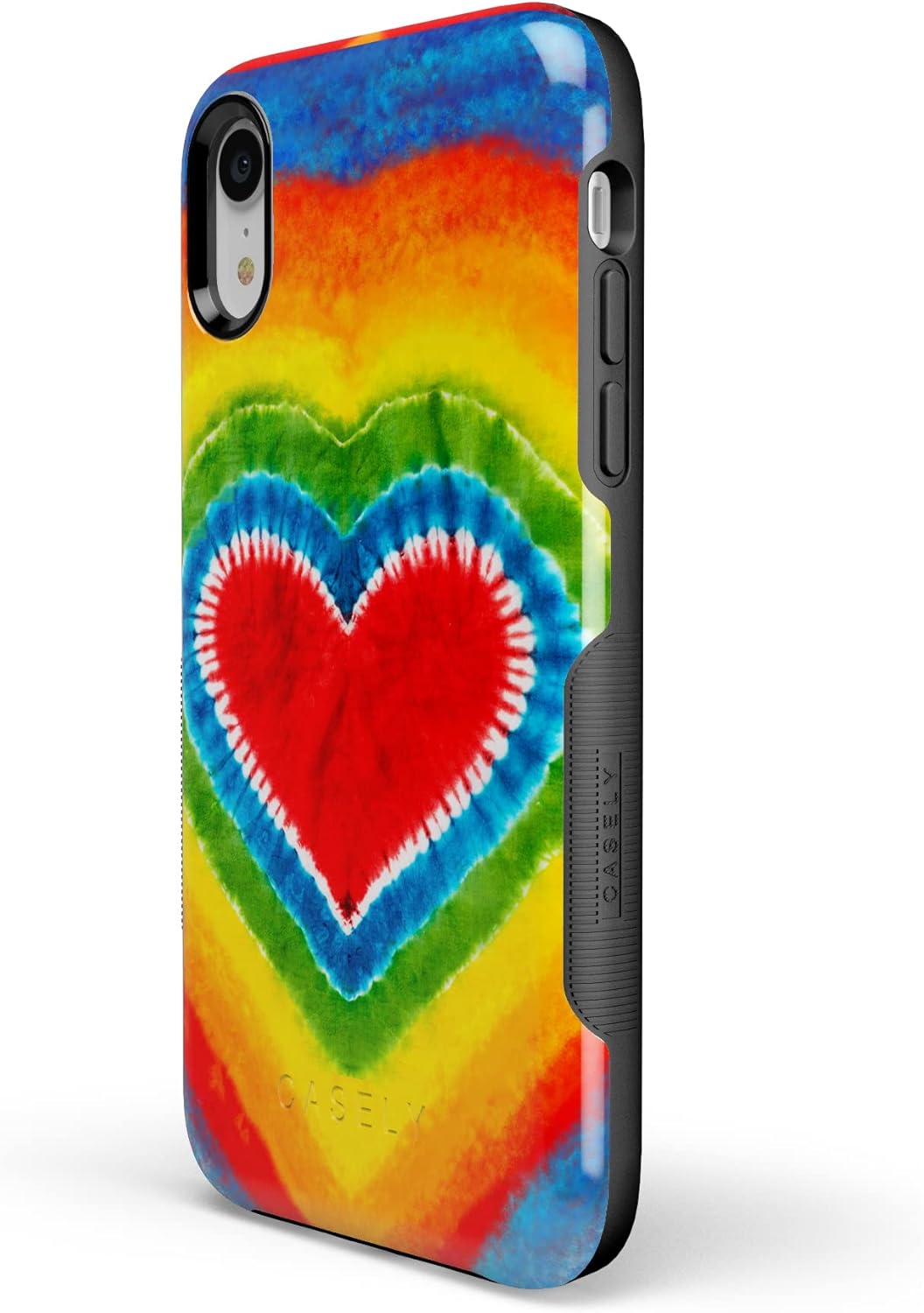 Casely Funda para iPhone XR  Funda con diseño de corazón teñido anudado