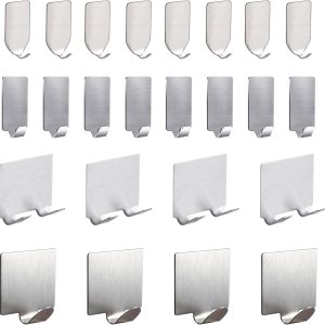24 ganchos adhesivos resistentes, ganchos adhesivos de pared, ganchos de acero inoxidable para el hogar, baño, cocina, oficina, sala de estar 24 ganchos adhesivos resistentes, ganchos adhesivos de pared, ganchos de acero inoxidable para el hogar, baño, cocina, oficina, sala de estar