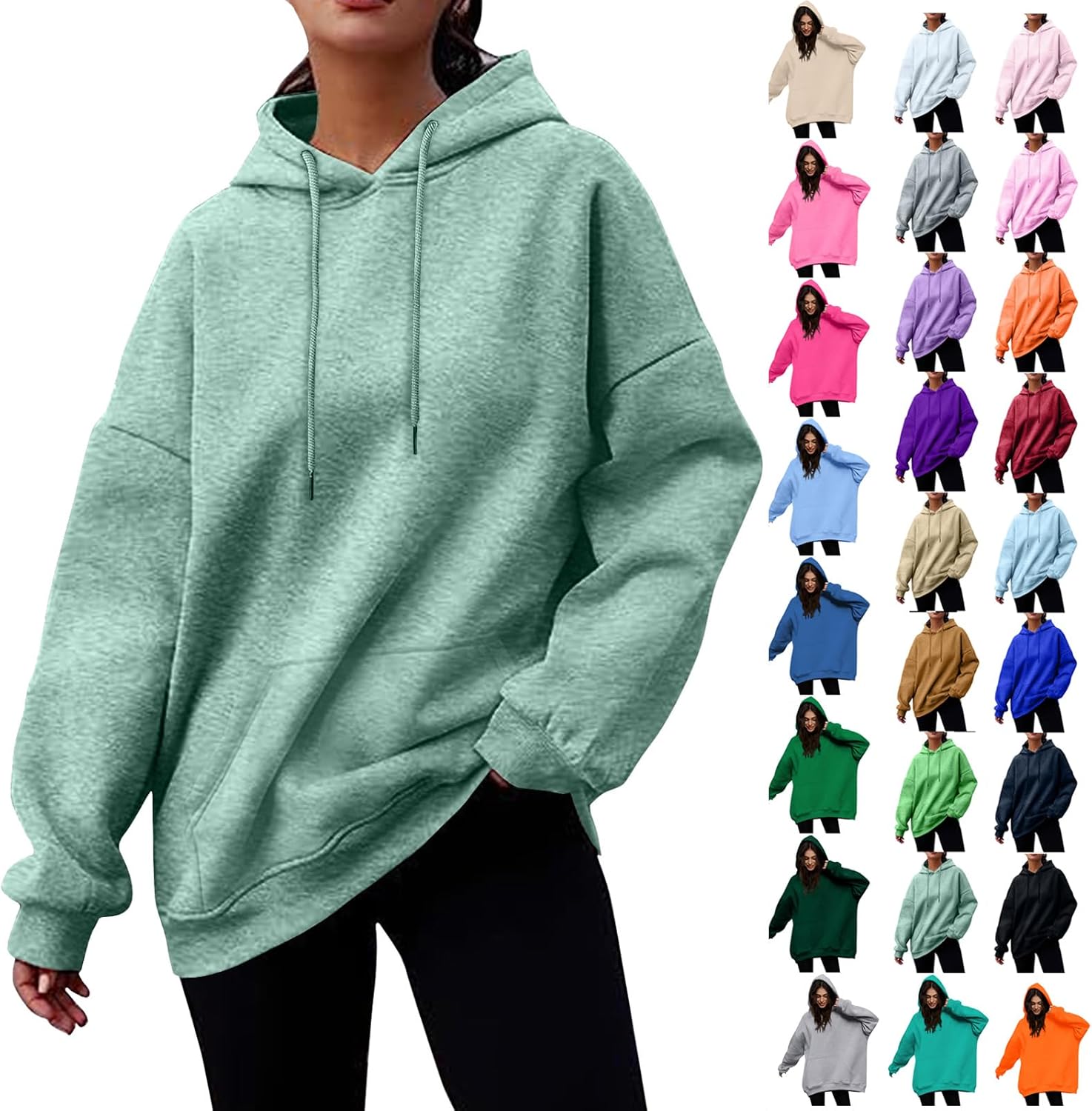 COTECRAM Sudaderas de gran tamaño para mujer, sudadera de manga larga con capucha, ropa de otoño e invierno 2023