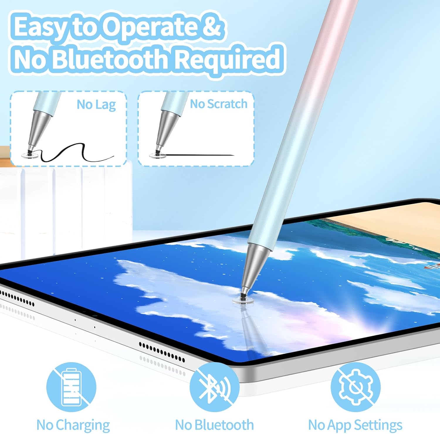 Lápiz óptico para pantallas táctiles (3 unidades), lápiz capacitivo 2 en 1 de alta precisión para iPad compatible con iPadiPhonetabletAndroidiOS y