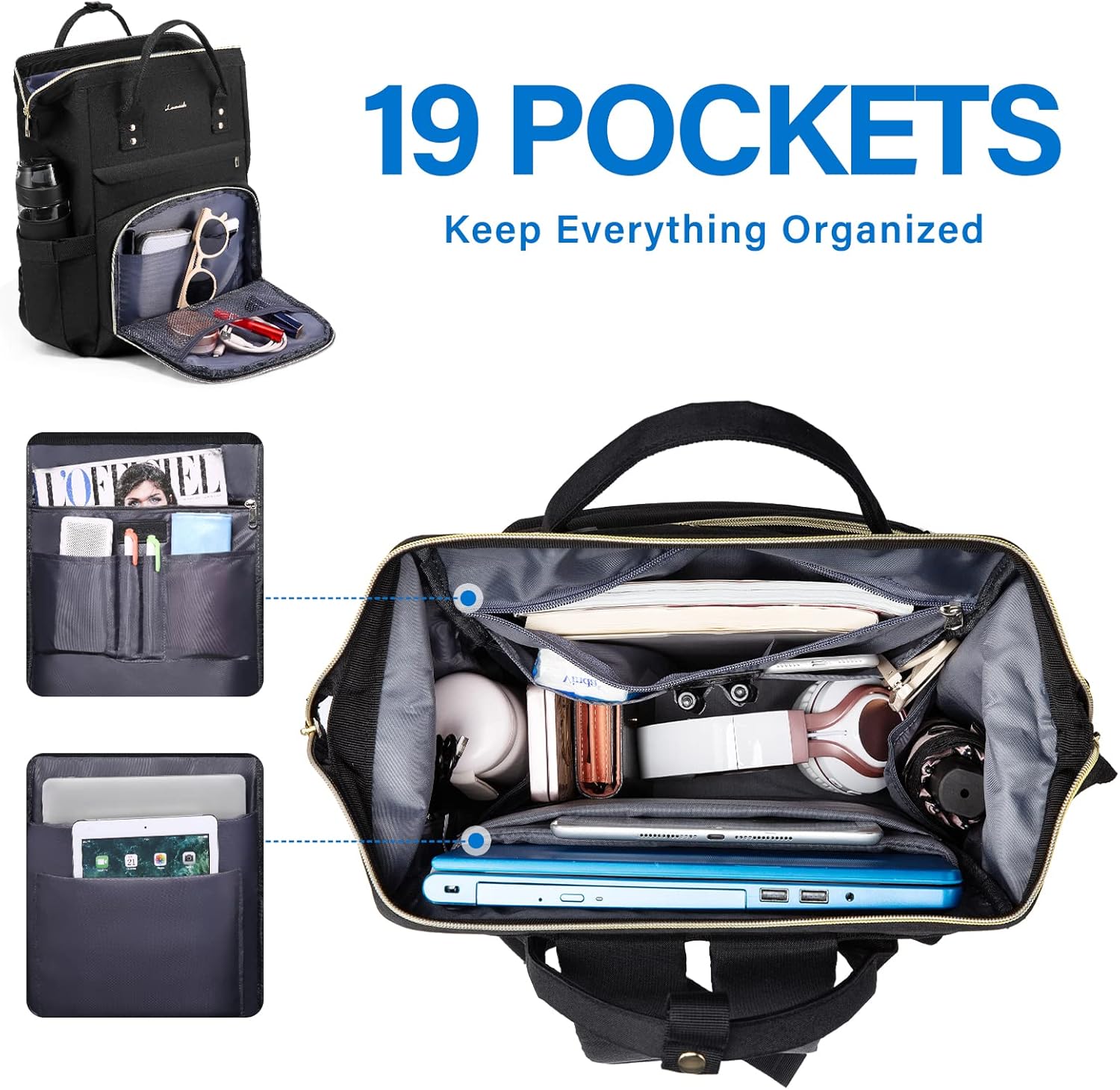 LOVEVOOK Mochila para laptop para mujer, mochila para profesores, bolsas de enfermería, mochila de trabajo para mujer, bolsa impermeable antirrobo,