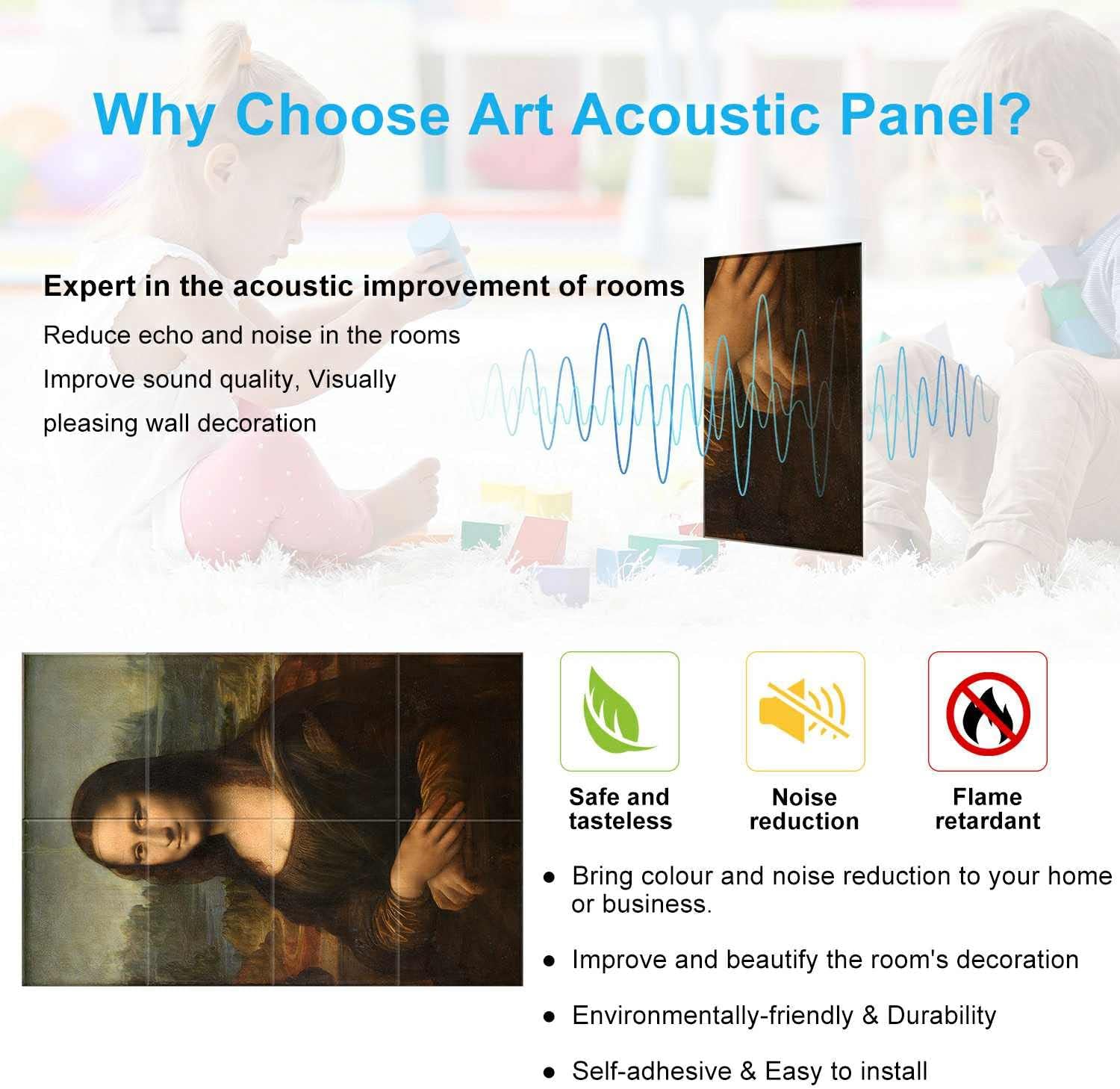 Art Acoustic Panels, 8 Pack Self-Adhesive Large Wall Art Paintings for Wall Decoration, Sound Absorbing Panels for Recording Studio, Living room and
